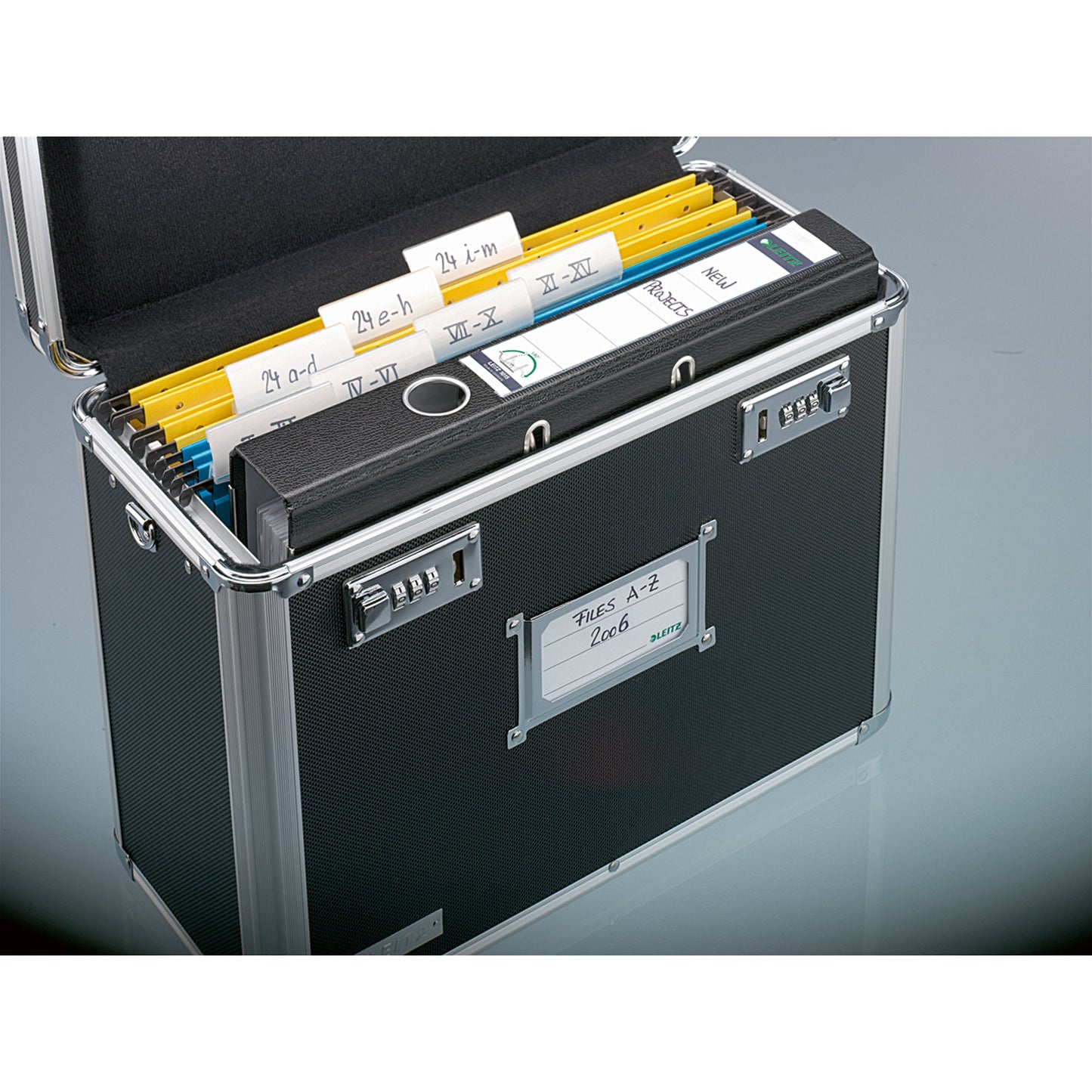 Leitz Hängemappenbox DIN A4 30 Hängemappen Holz, kunststoffbeschichtet schwarz/chrom