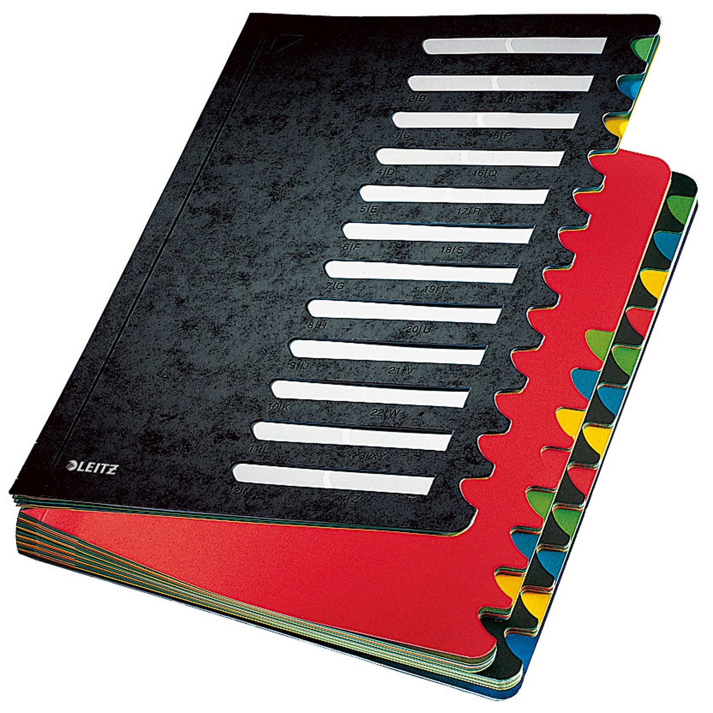 Leitz Ordnungsmappe Deskorganizer Color DIN A4 350g/m² Karton, marmoriert Farbe: schwarz Farbe des Fächerblocks: mehrfarbig 24 Fächer