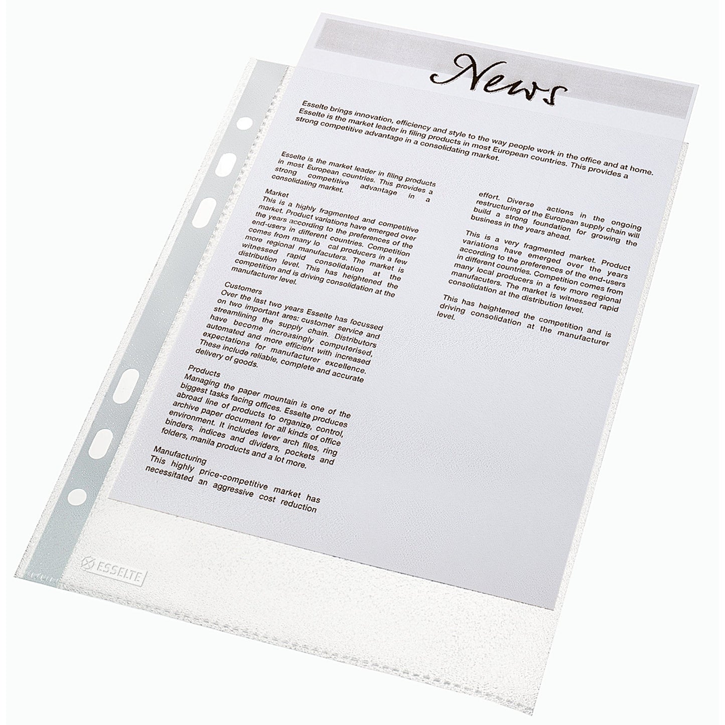 Esselte Prospekthülle Economy DIN A4 50µm oben offen Polypropylen transparent 100 St./Pack.