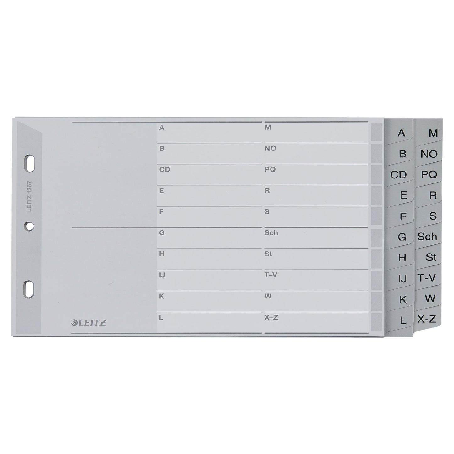 Leitz A-Z Register DIN A5 quer Polypropylen grau 20 Registerblätter