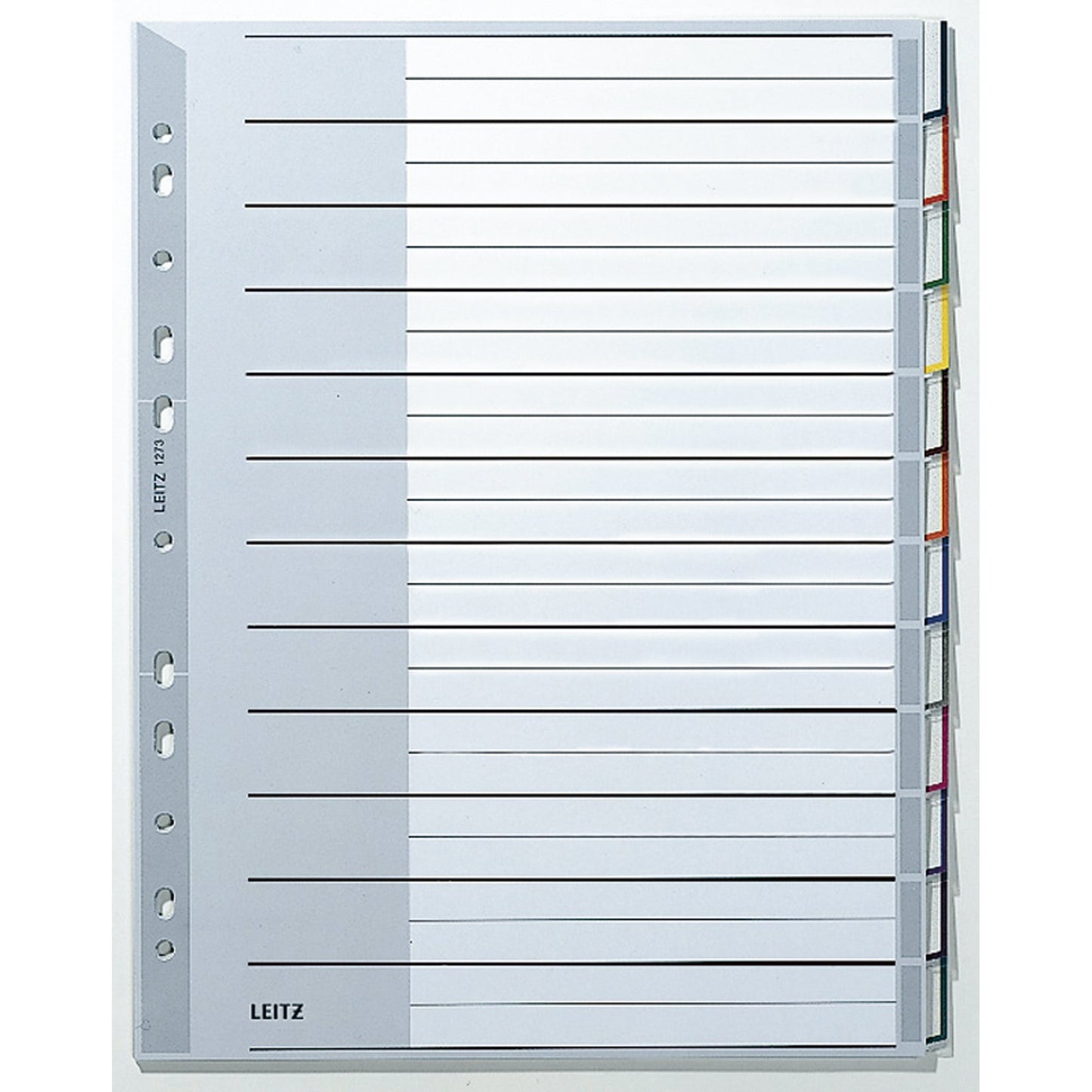 Leitz Ordnerregister DIN A4, Überbreite blanko Polypropylen grau 12 Registerblätter