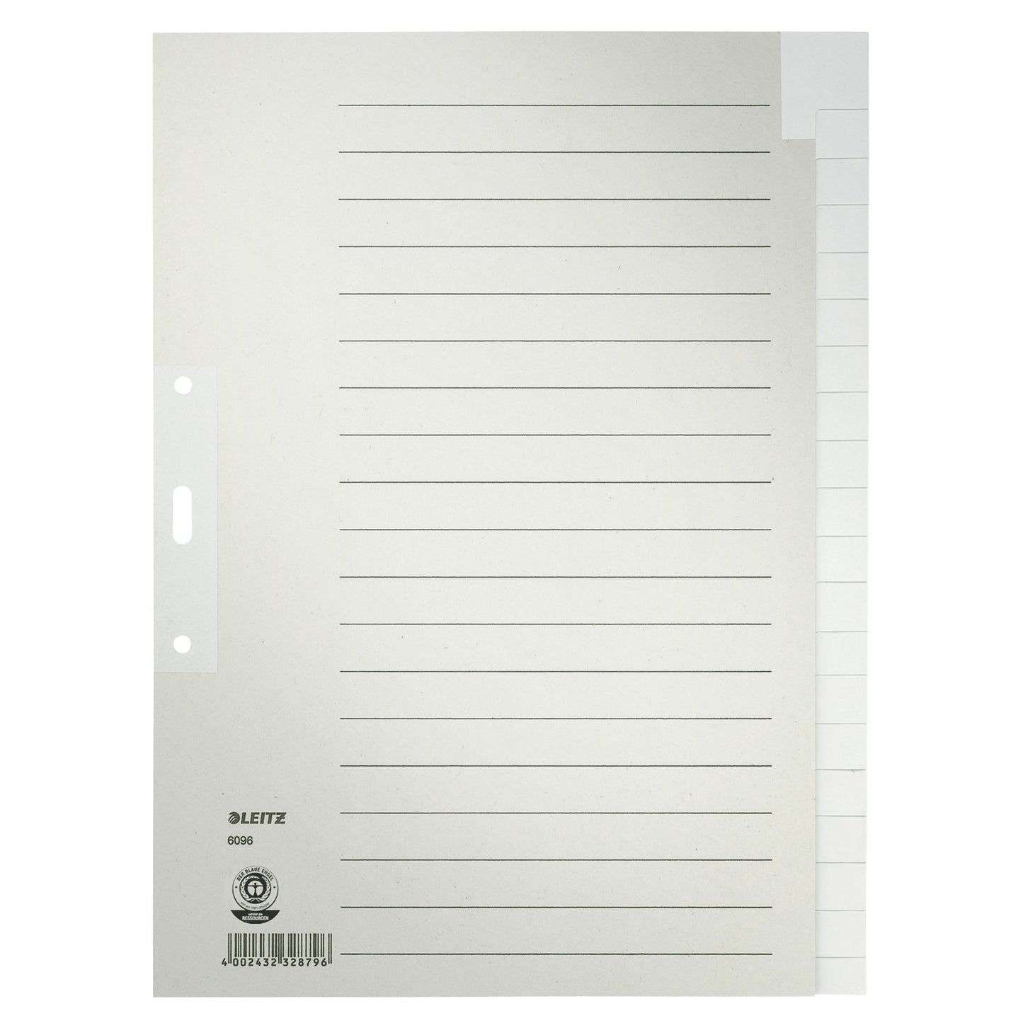 Leitz Ordnerregister DIN A4 blanko Tauenpapier, recycelt grau 20 Registerblätter