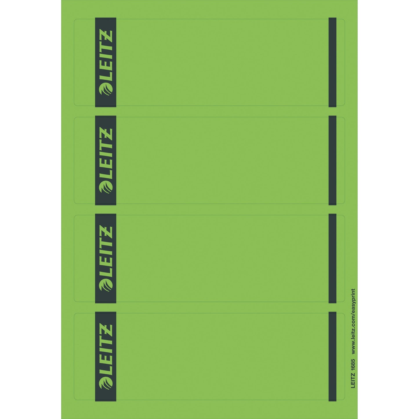 Leitz Ordnerrückenetikett breit/kurz 61,5 x 192 mm (B x H) selbstklebend ohne Griffloch grün 100 Etik./Pack.