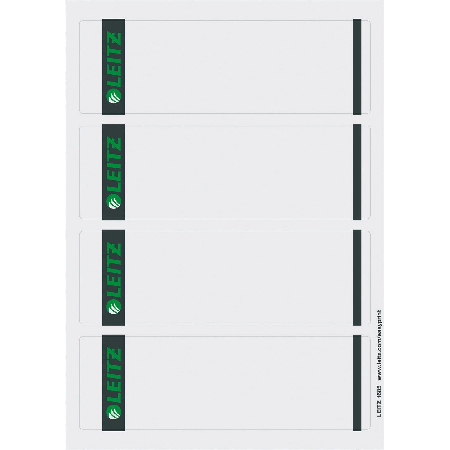 Leitz Ordnerrückenetikett breit/kurz 61,5 x 192 mm (B x H) selbstklebend ohne Griffloch grau 100 Etik./Pack.