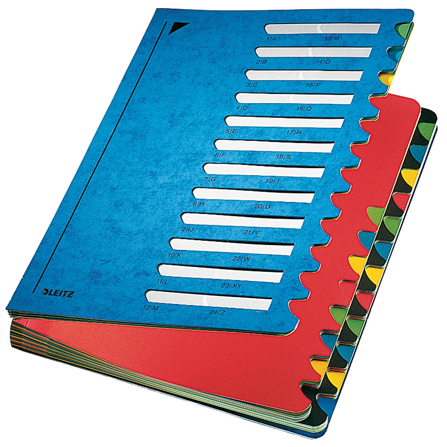 Leitz Ordnungsmappe Deskorganizer Color DIN A4 350g/m² Karton, marmoriert Farbe: blau Farbe des Fächerblocks: mehrfarbig 24 Fächer