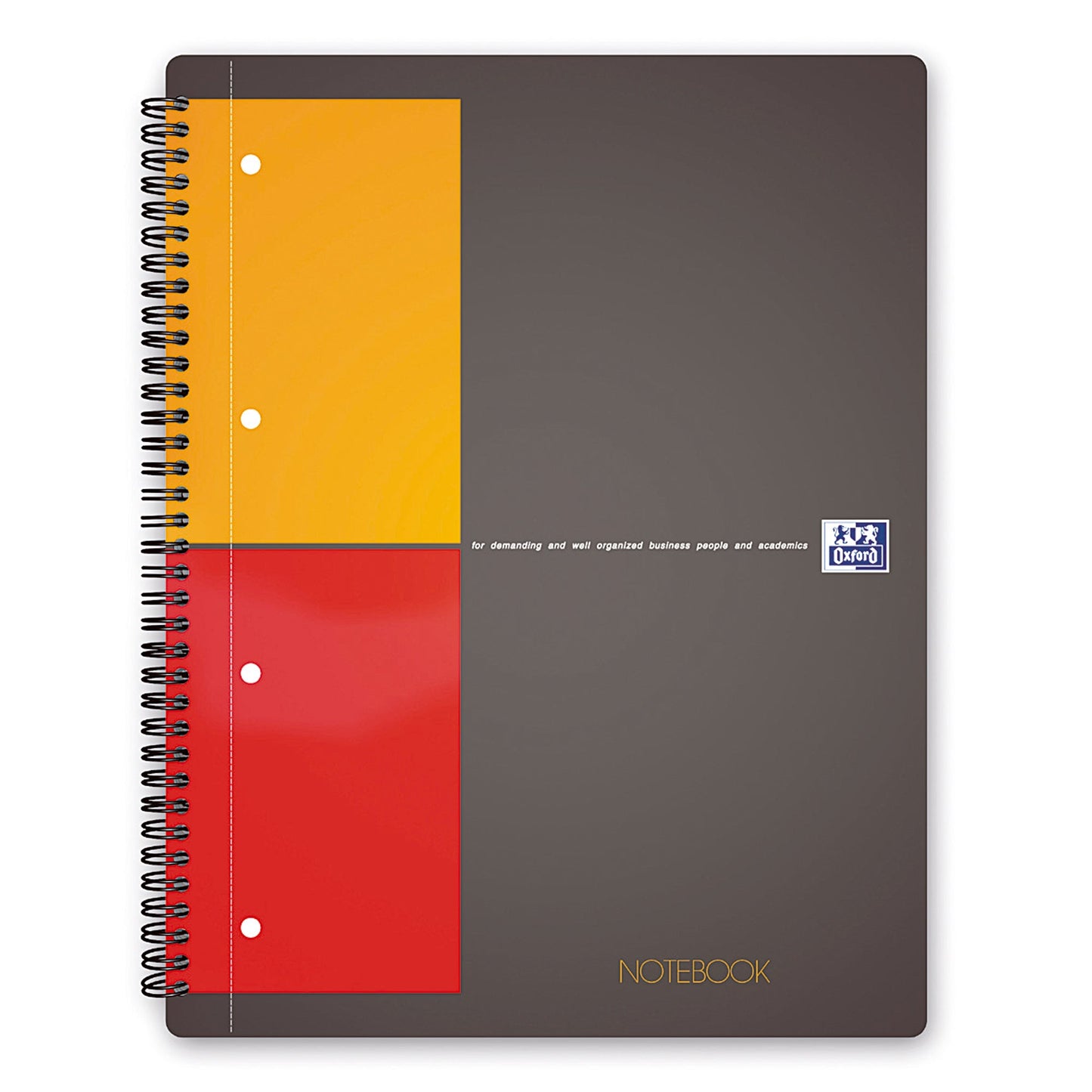 Oxford Collegeblock International Notebook DIN A4+ kariert Karton grau/orange/rot 80 Bl.