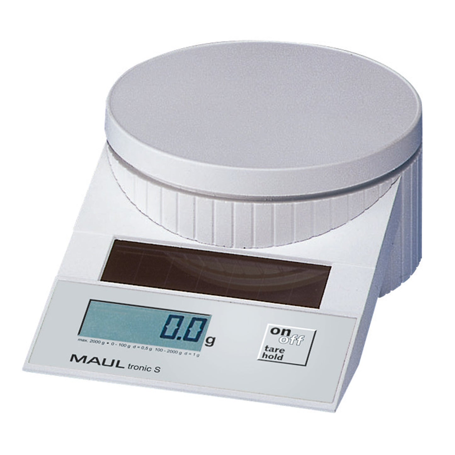 MAUL Briefwaage MAULtronic S 12,8cm 5 g - 5kg ohne Netzanschluss weiß