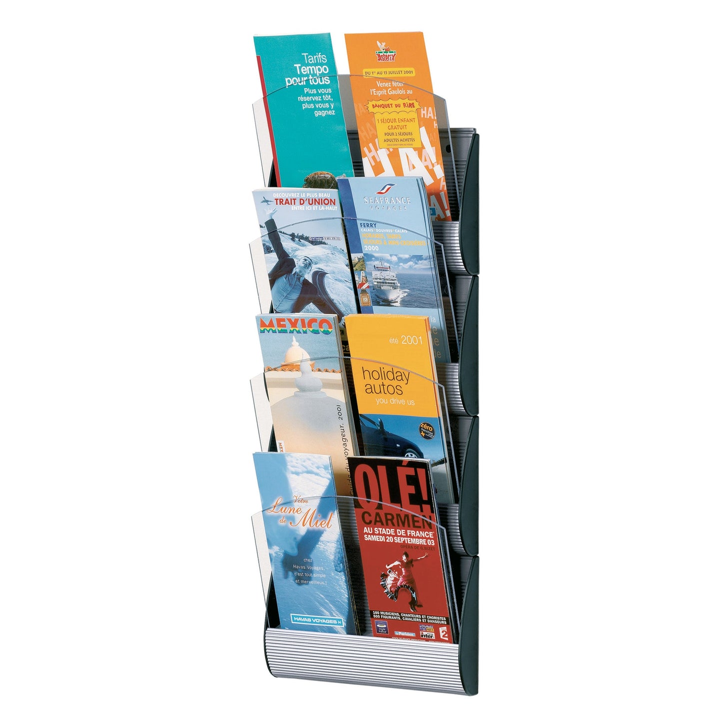 Paperflow Prospekthalter Integral 23,2 x 69 x 9 cm (B x H x T) 1/3 DIN A4, DIN A5 Polystyrol alu 4 Fächer
