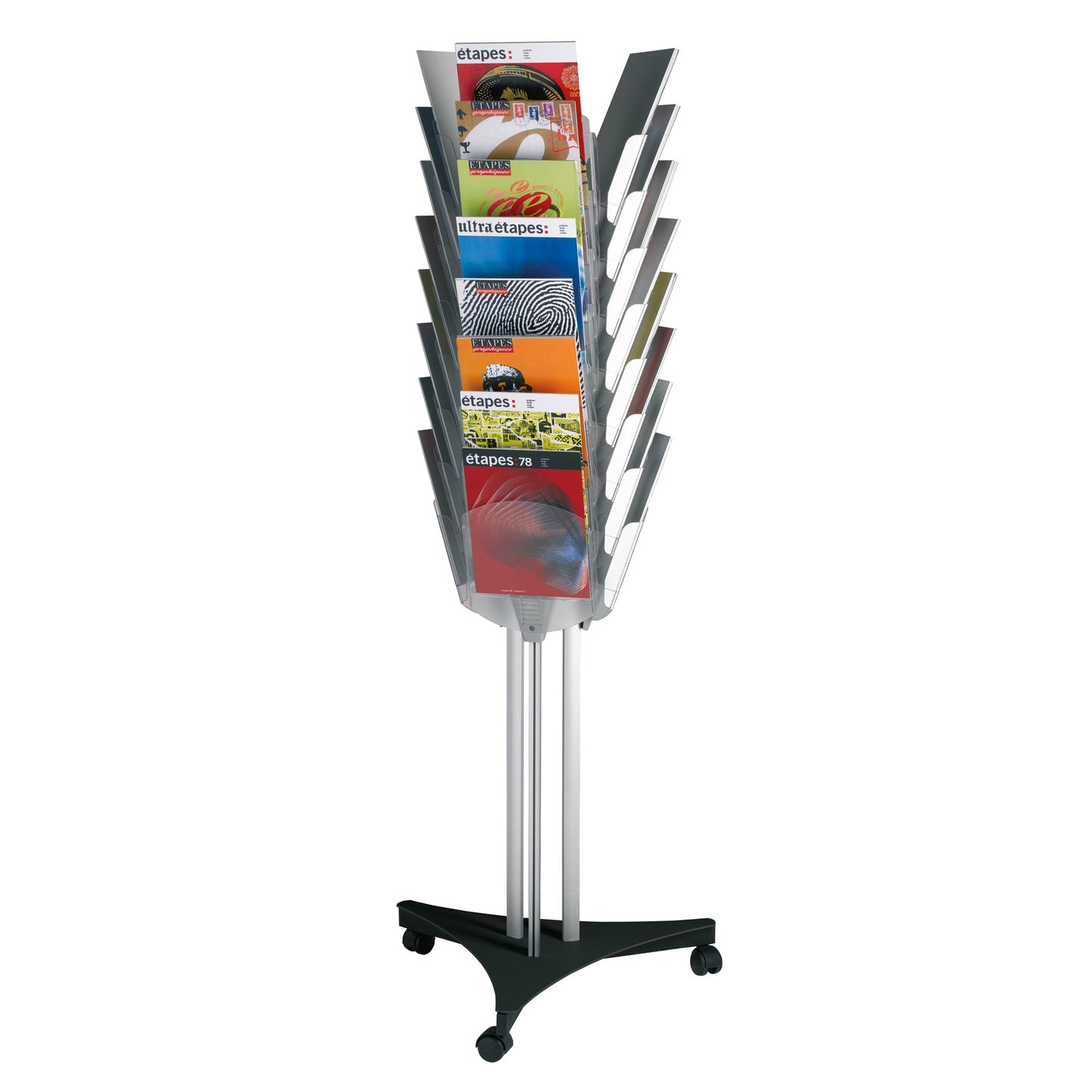 Paperflow Prospektständer 63,6 x 167 x 56 cm (B x H x T) Polystyrol grau 24 Fächer