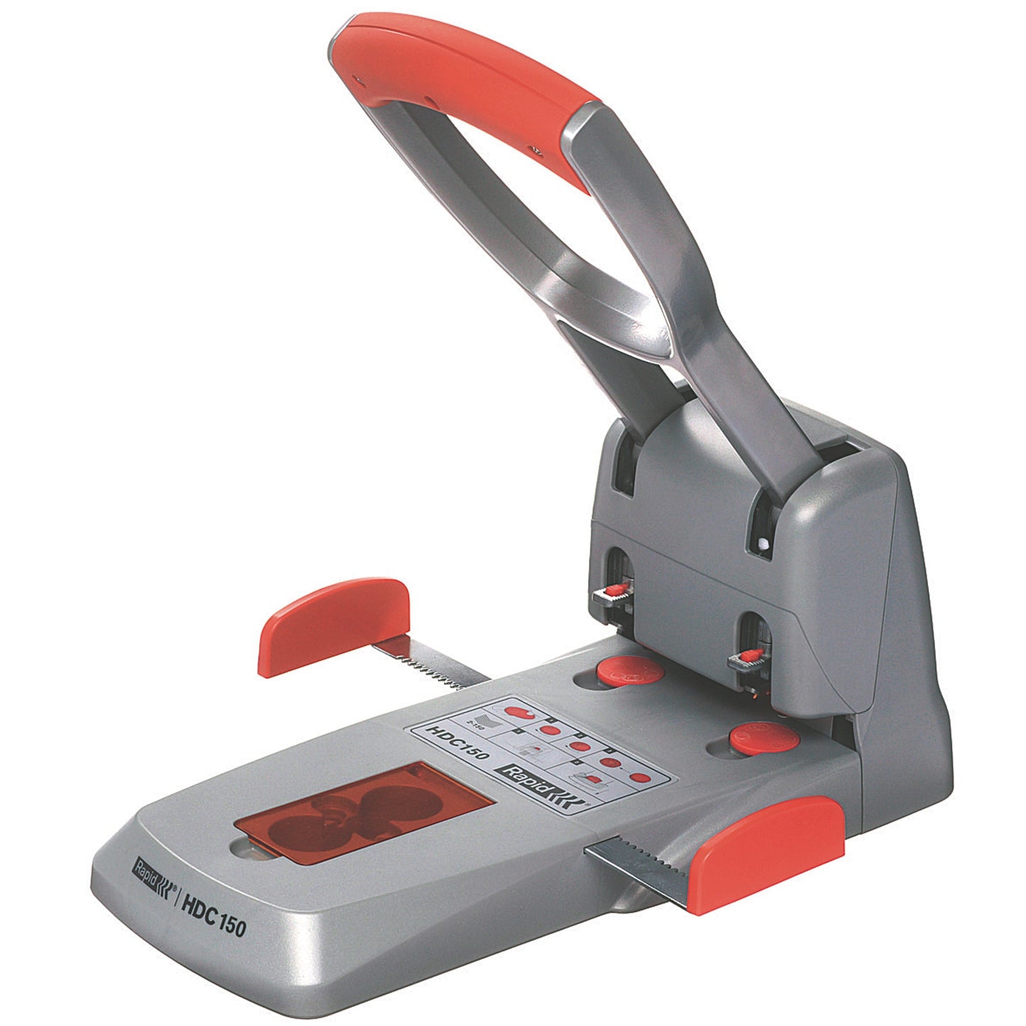 Rapid Registraturlocher Supreme HDC150 8cm 150 Bl. (80 g/m²) ABS Kunststoff/Metall silber/orange