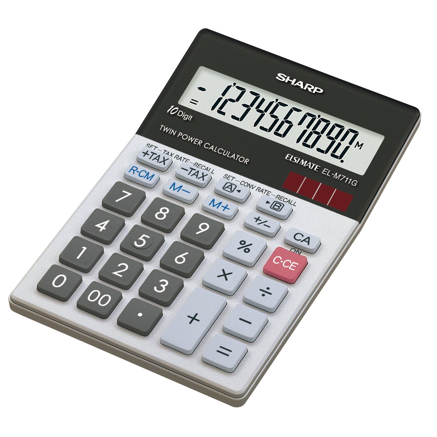 Sharp Tischrechner EL-M711GGY 100 x 33 x 152 mm (B x H x T) Batterie, Solar-Energie schwarz/weiß