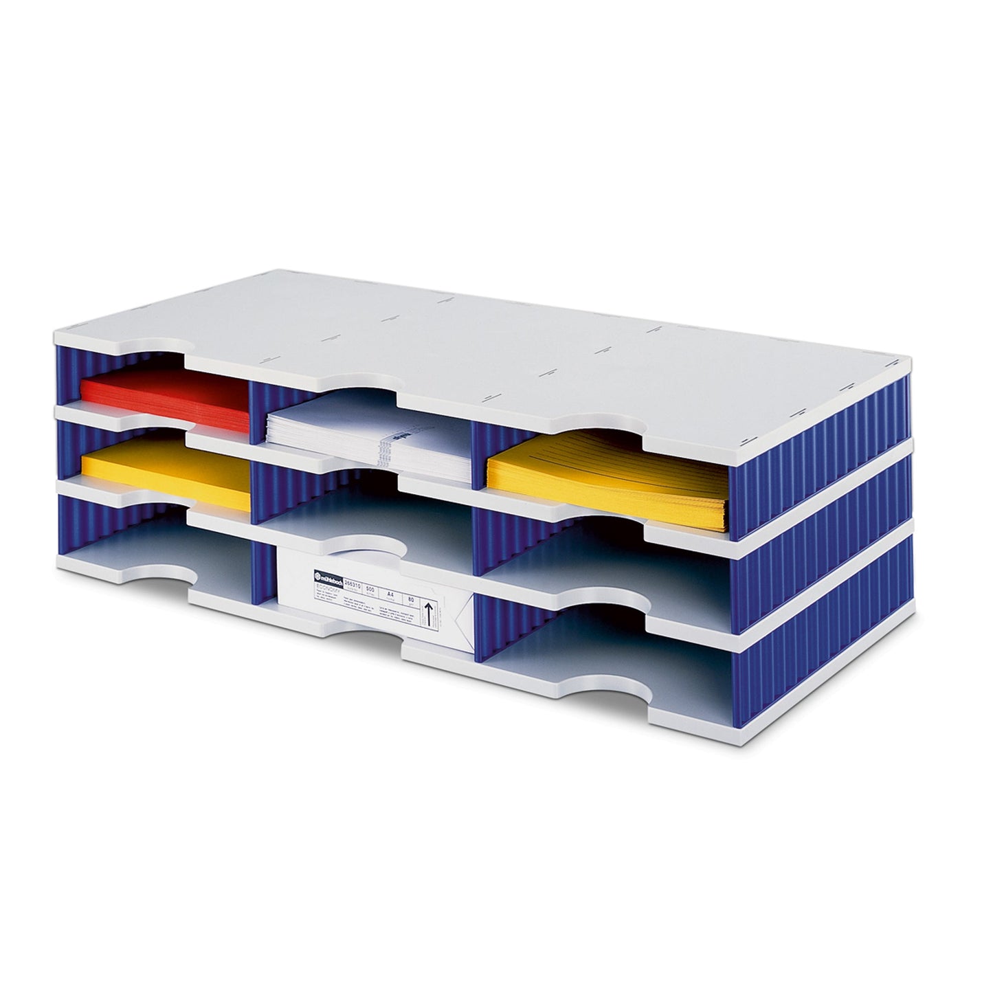 styro Dokumentenablage styrodoc trio Grundeinheit 72,3 x 22,3 x 33,1 cm (B x H x T) Polystyrol grau/blau