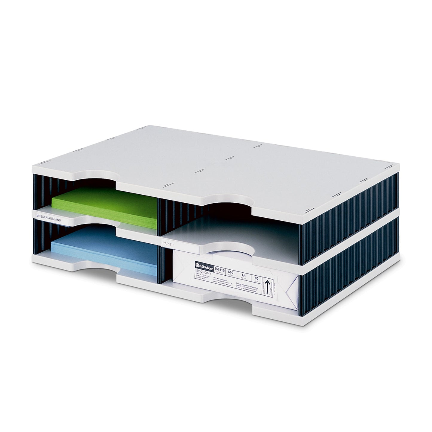 styro Dokumentenablage styrodoc duo Grundeinheit 48,5 x 15,3 x 33,1 cm (B x H x T) Polystyrol grau/schwarz