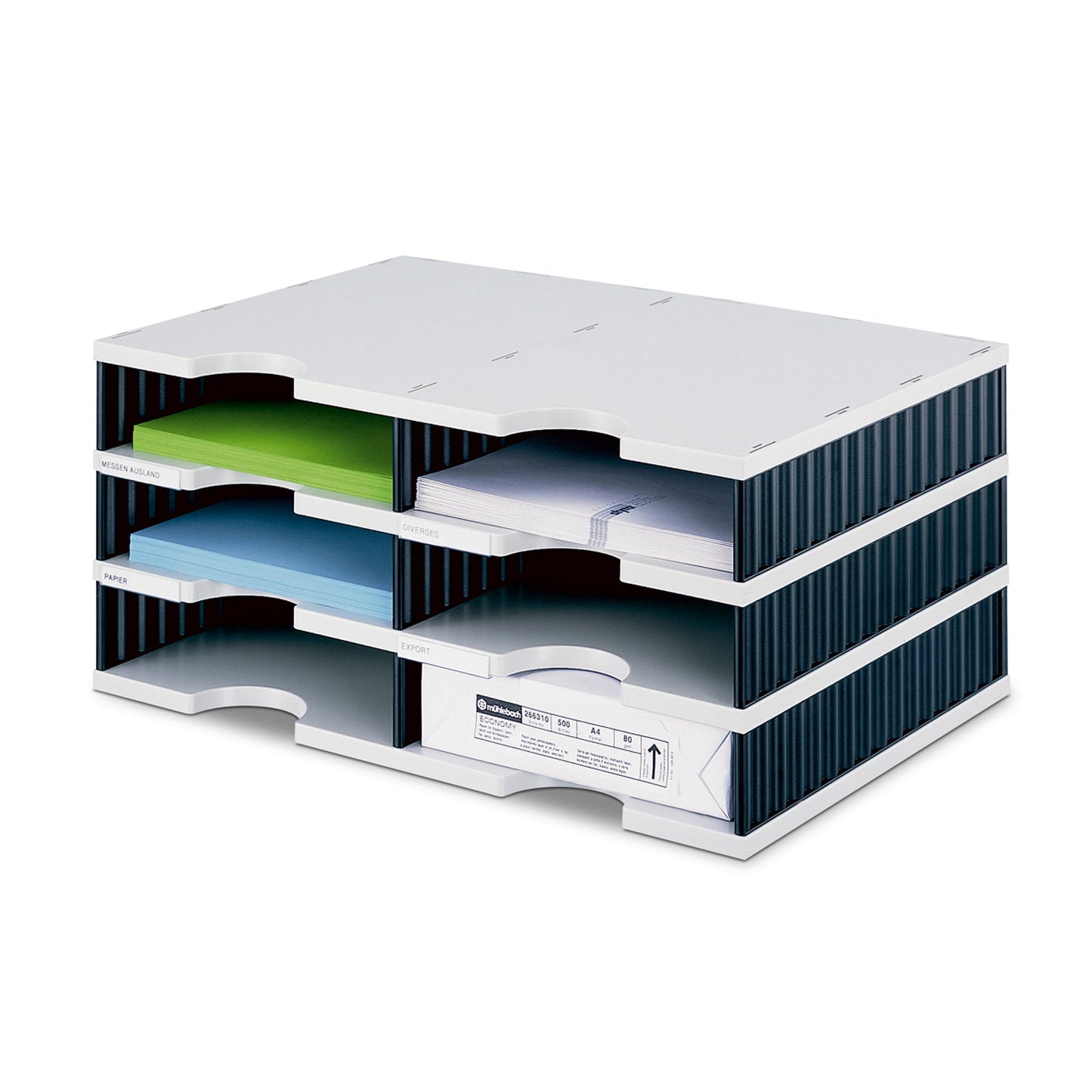 styro Dokumentenablage styrodoc duo Grundeinheit 48,5 x 22,3 x 33,1 cm (B x H x T) Polystyrol grau/schwarz