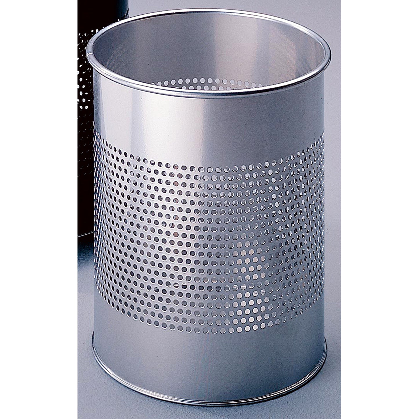 DURABLE Papierkorb METALL 26 x 31,5 cm (Ø x H) Stahl, epoxidharzbeschichtet Farbe: silber 1 Sortierfach