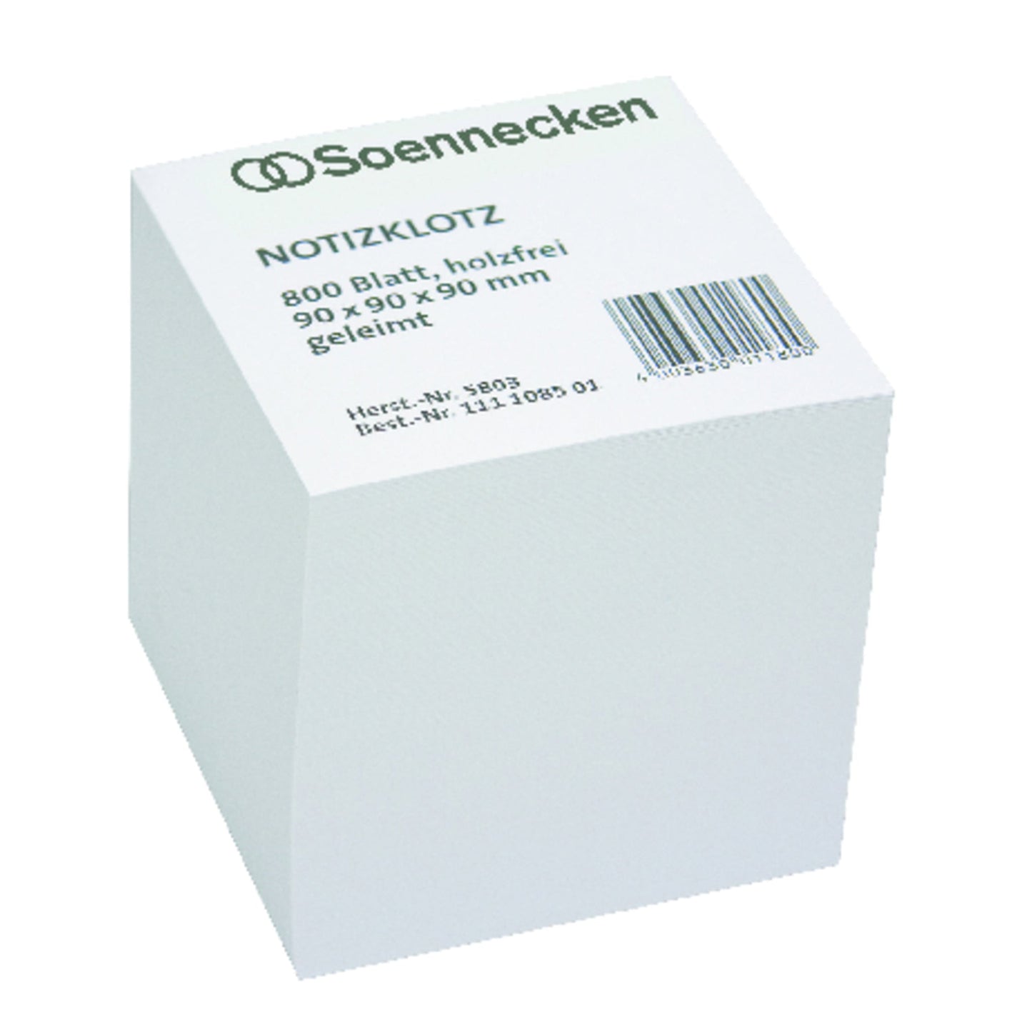 Soennecken Zettelklotz 9 x 9 x 9 cm (B x H x T) 80g/m² holzfrei weiß 800 Bl.