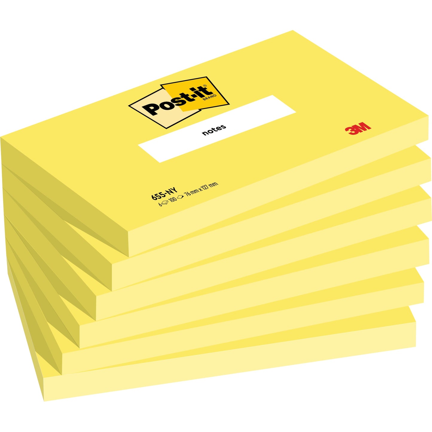 Post-it® Haftnotiz Neon Notes 127 x 76 mm (B x H) neongelb 100 Bl./Block 6 Block/Pack.