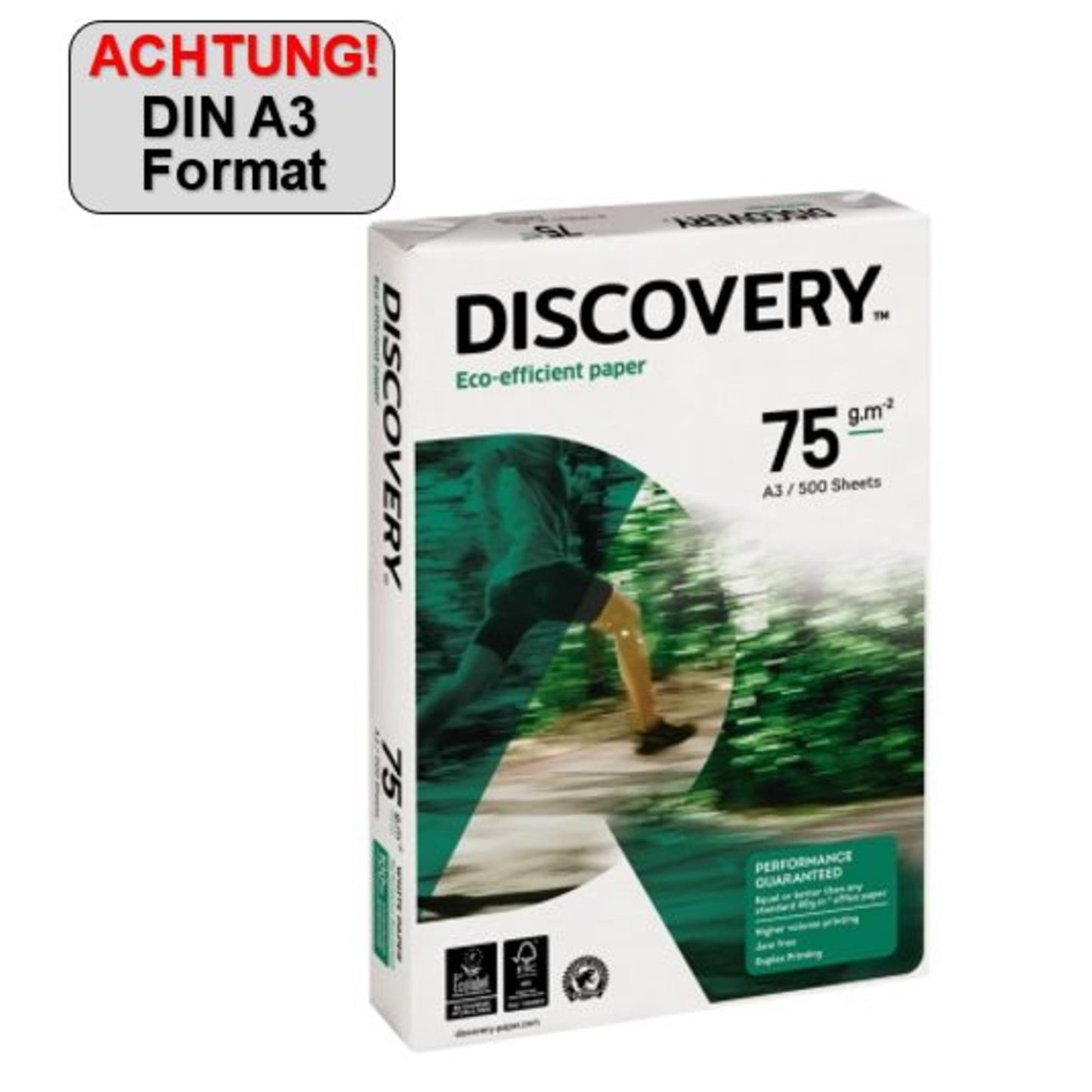 Discovery Kopierpapier Discovery DIN A3 75g/m² elementar chlorfrei gebleicht, holzfrei hochweiß 500 Bl./Pack.