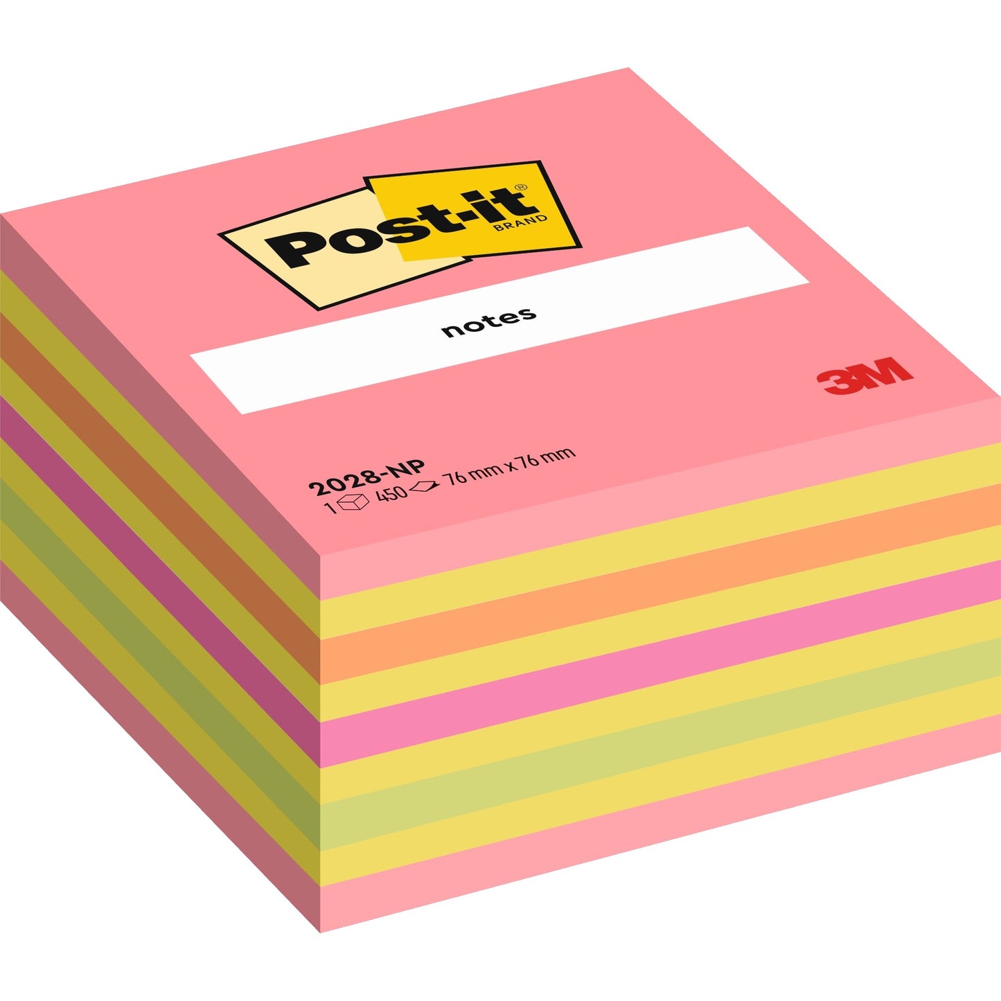 Post-it® Haftnotizwürfel 76 x 45 x 76 mm (B x H x T) guavapink, neongelb, vitalorange, powerpink, limonengrün 450 Bl.