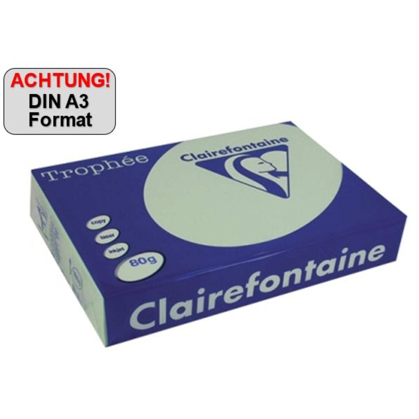 Clairefontaine Kopierpapier Trophée Color DIN A3 80g/m² elementar chlorfrei gebleicht, holzfrei lindgrün 500 Bl./Pack.