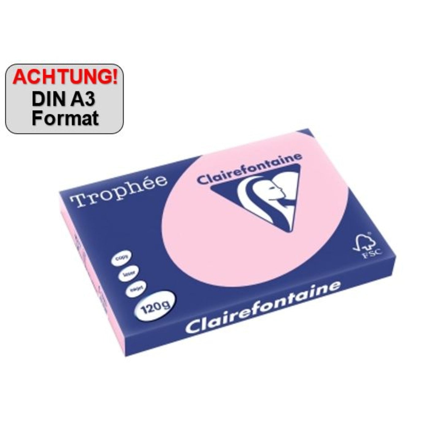 Clairefontaine Kopierpapier Trophée Color DIN A3 160g/m² elementar chlorfrei gebleicht, holzfrei rosa 250 Bl./Pack.