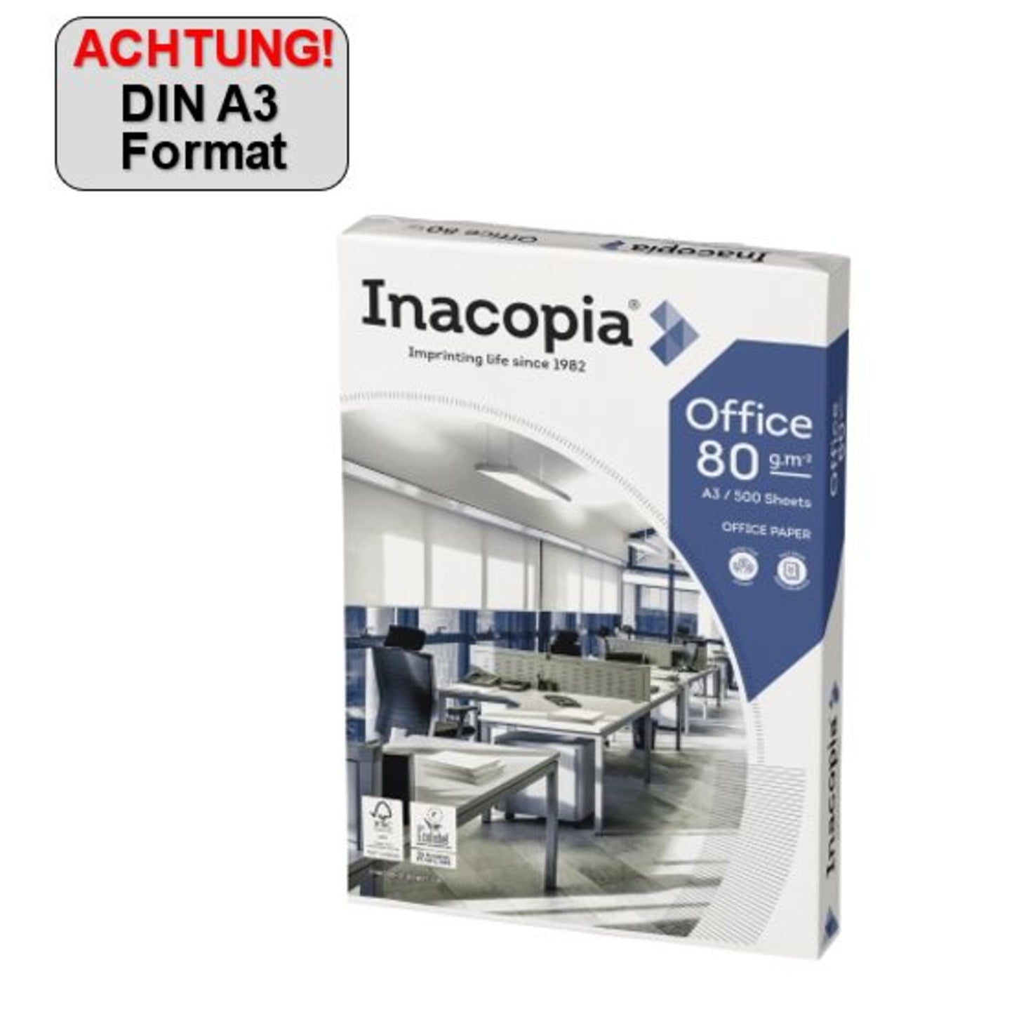 Inacopia Multifunktionspapier office DIN A3 80g/m² weiß 500 Bl./Pack.