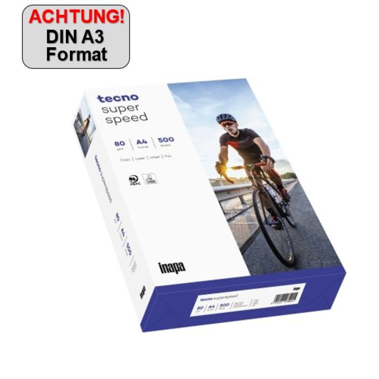 tecno Kopierpapier superspeed DIN A3 80g/m² elementar chlorfrei gebleicht weiß 500 Bl./Pack.