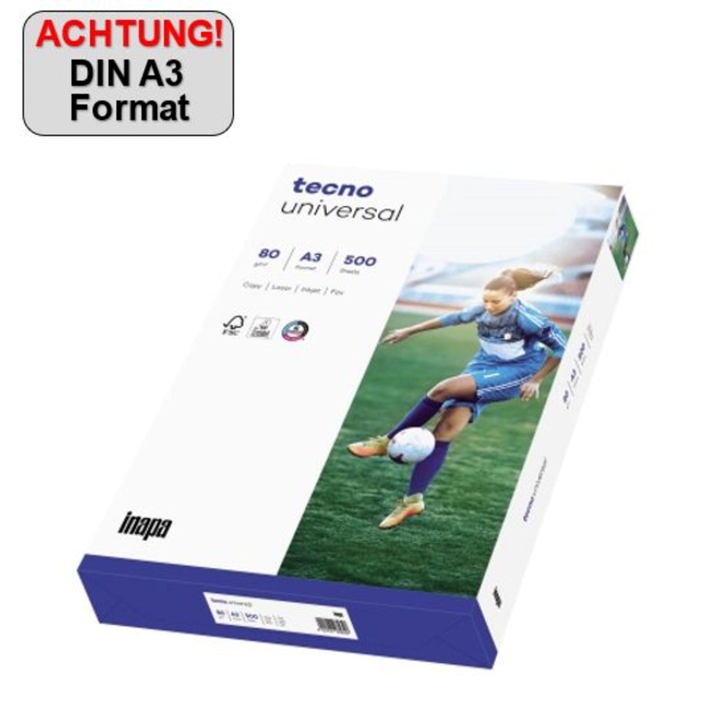 tecno Kopierpapier Universal DIN A3 42 x 29,7 cm (B x H) 80g/m² holzfrei weiß 500 Bl./Pack.