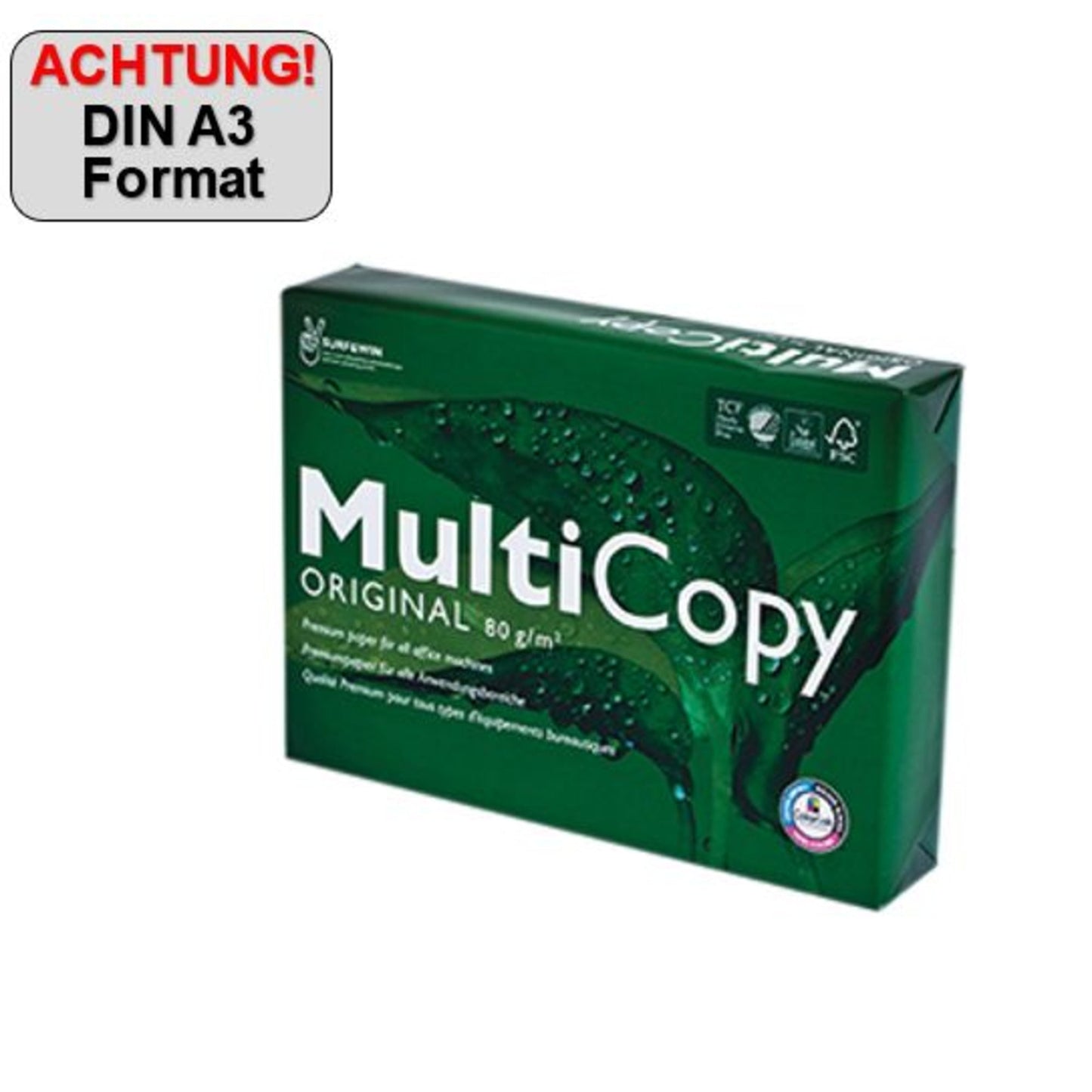 Multicopy Kopierpapier DIN A3 80g/m² total chlorfrei gebleicht weiß 500 Bl./Pack.