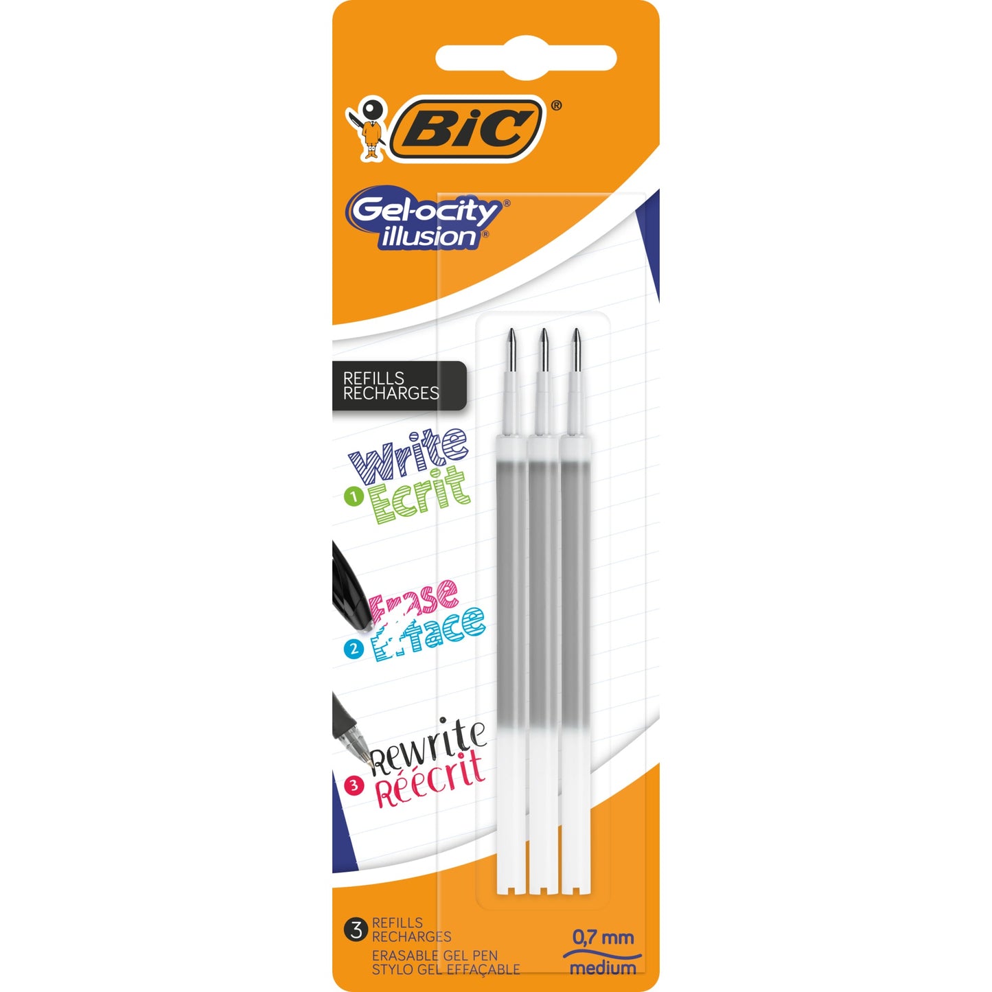BIC® Gelmine 0,7mm schwarz 3 St./Pack.