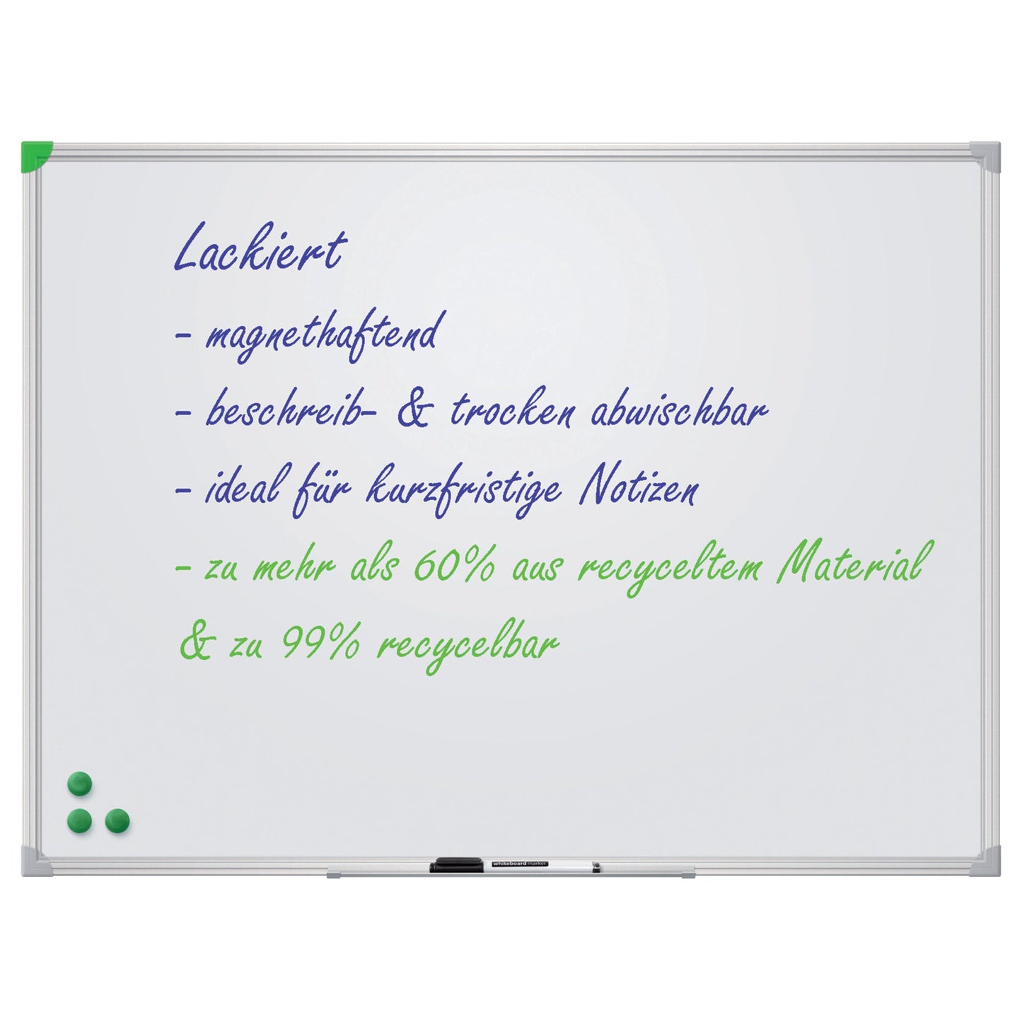 FRANKEN Whiteboard U-Act! Line® Maße der Oberfläche: 80 x 60 cm (B x H) Tafel magnethaftend nicht beidseitig beschreibbar Stahl lackiert weiß