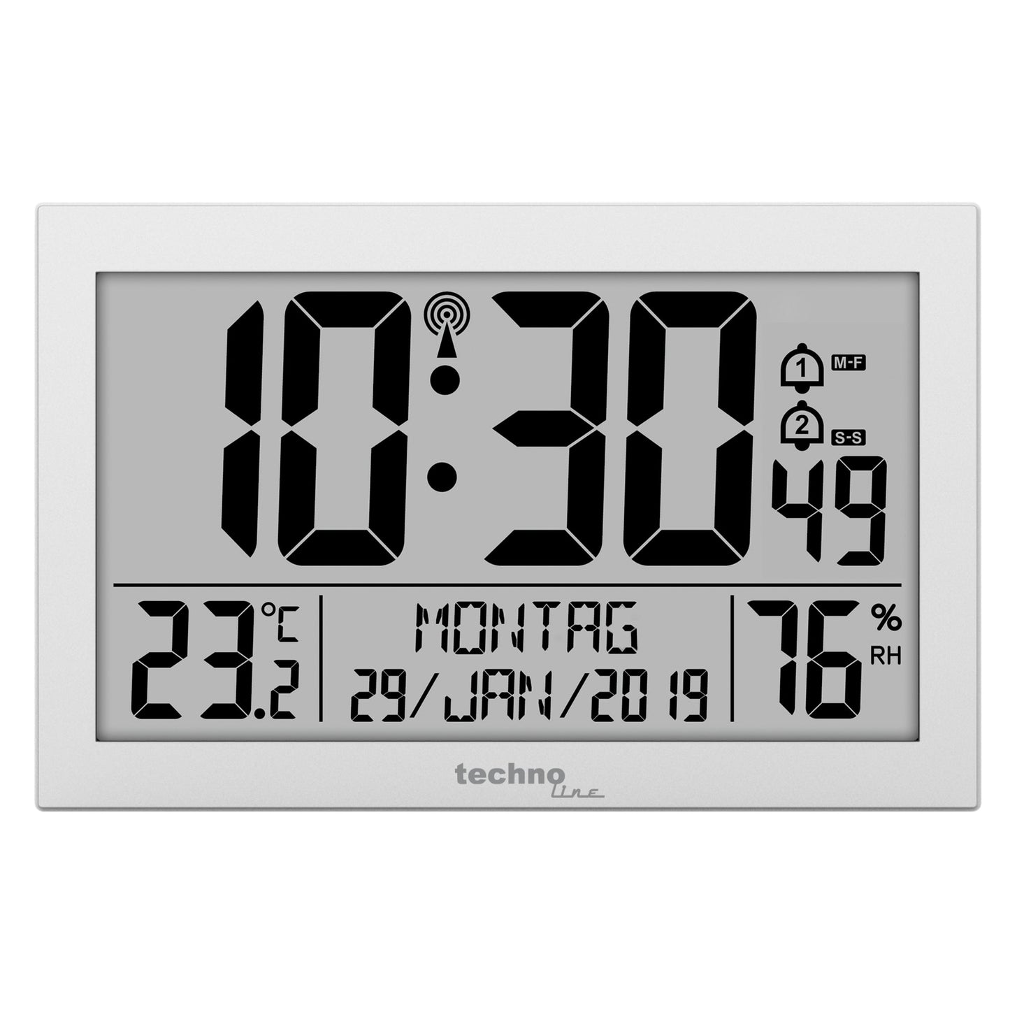 technoline® Funkuhr WS 8016 Kunststoff weiß