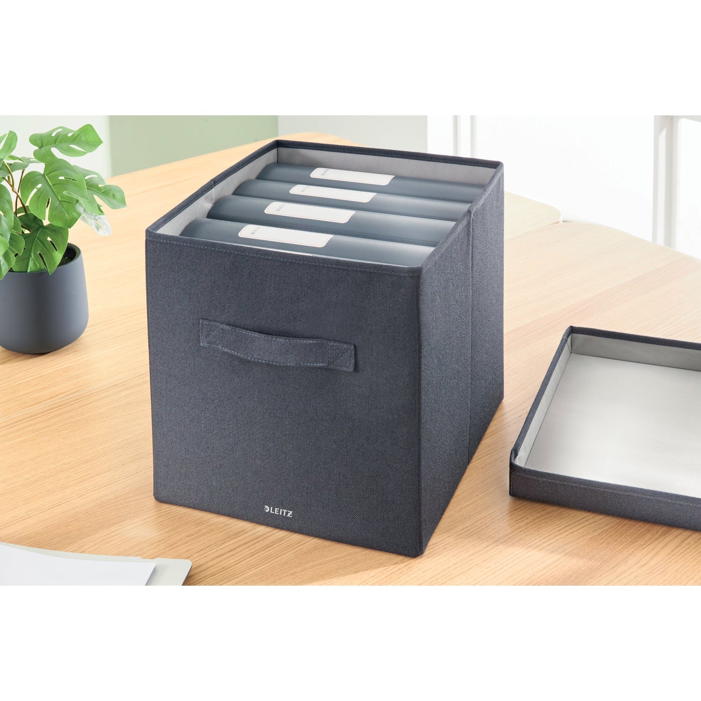 Leitz Aufbewahrungsbox Fabric groß 33 x 32,5 x 38 cm (B x H x T) Karton/Stoff samtgrau 2 St./Pack.