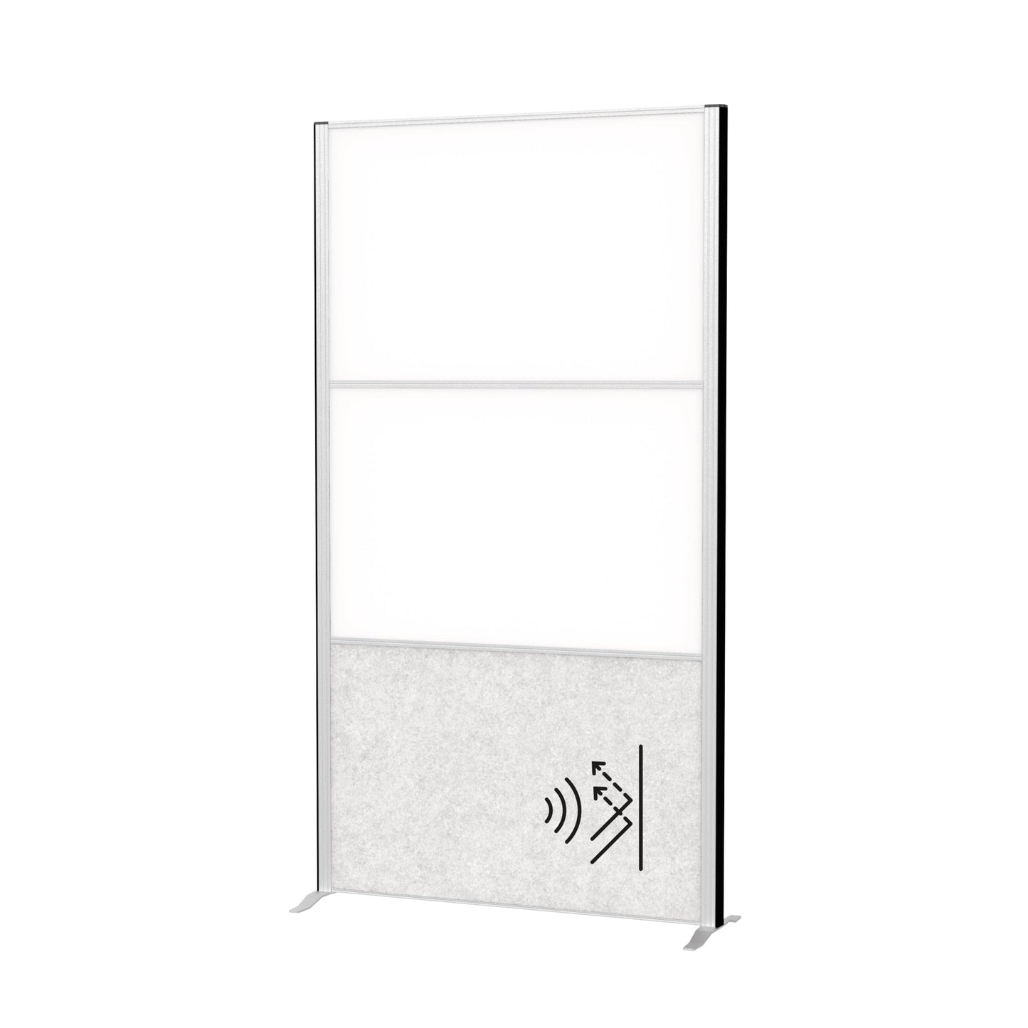 MAUL Stellwand MAULconnecto 100 x 182 cm (B x H) Zweibeinstativ Stahl, 100 % PES-Fasern, 20 % recycelt weiß, hellgrau