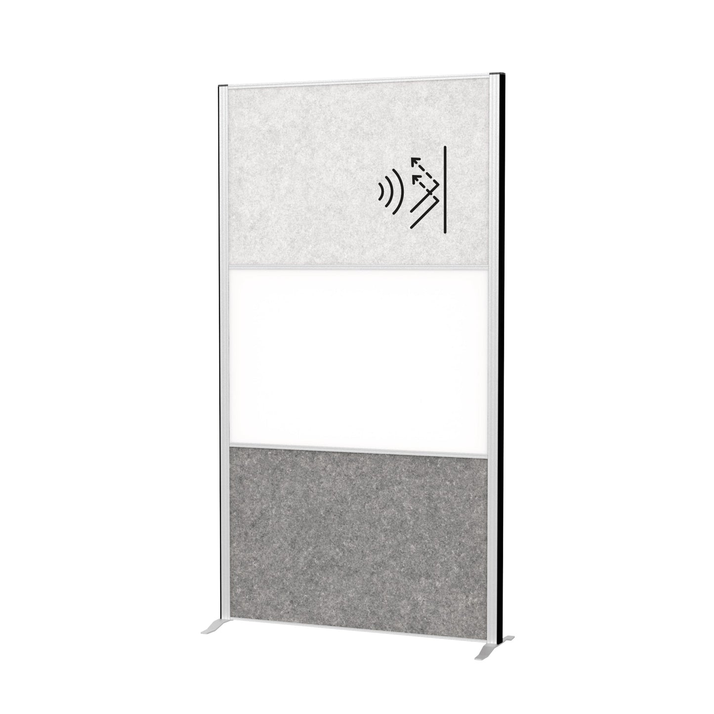 MAUL Stellwand MAULconnecto 100 x 182 cm (B x H) Zweibeinstativ Stahl, 100 % PES-Fasern, 20 % recycelt hellgrau, weiß, dunkelgrau