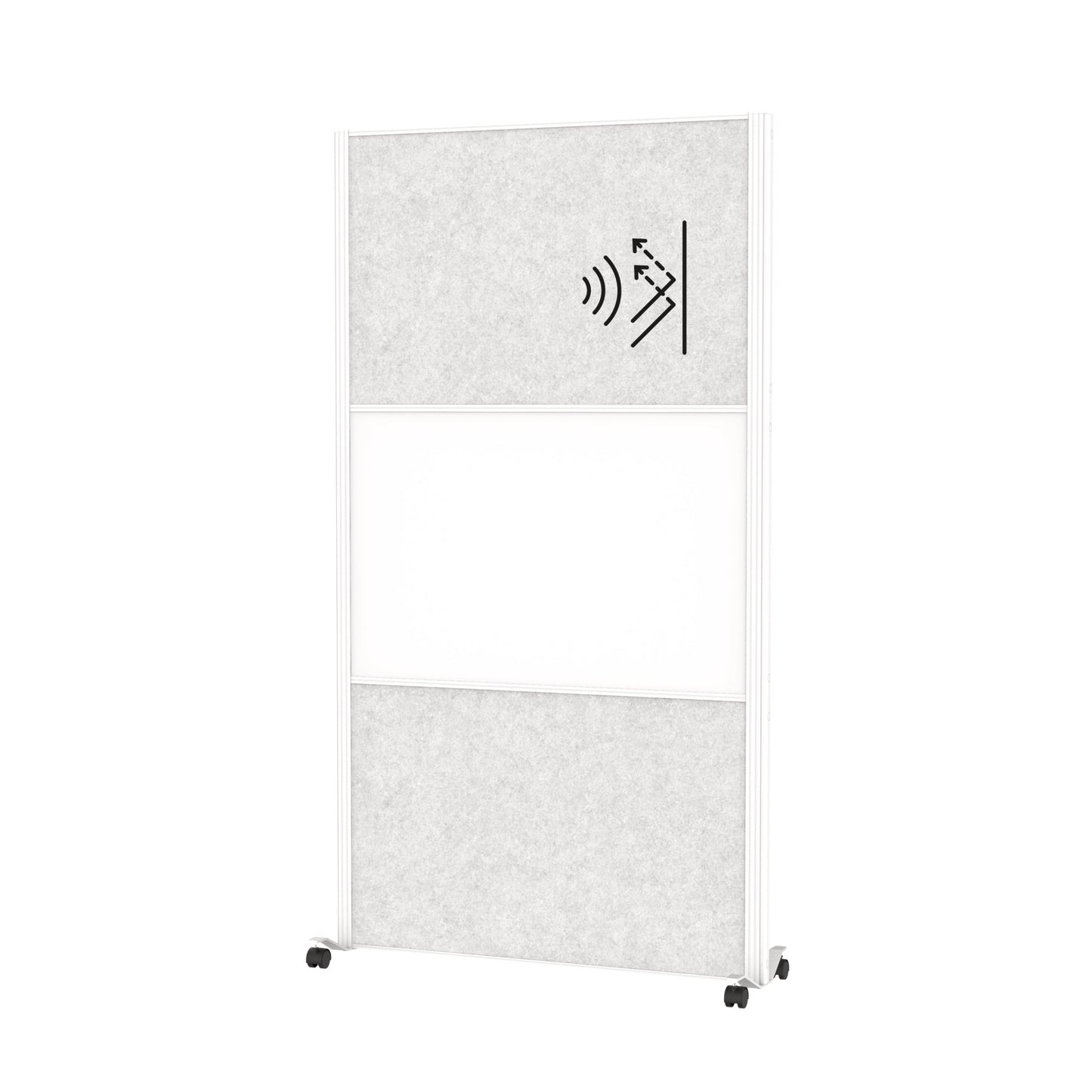 MAUL Stellwand MAULconnecto 100 x 182 cm (B x H) Zweibeinstativ Stahl, 100 % PES-Fasern, 20 % recycelt weiß, hellgrau