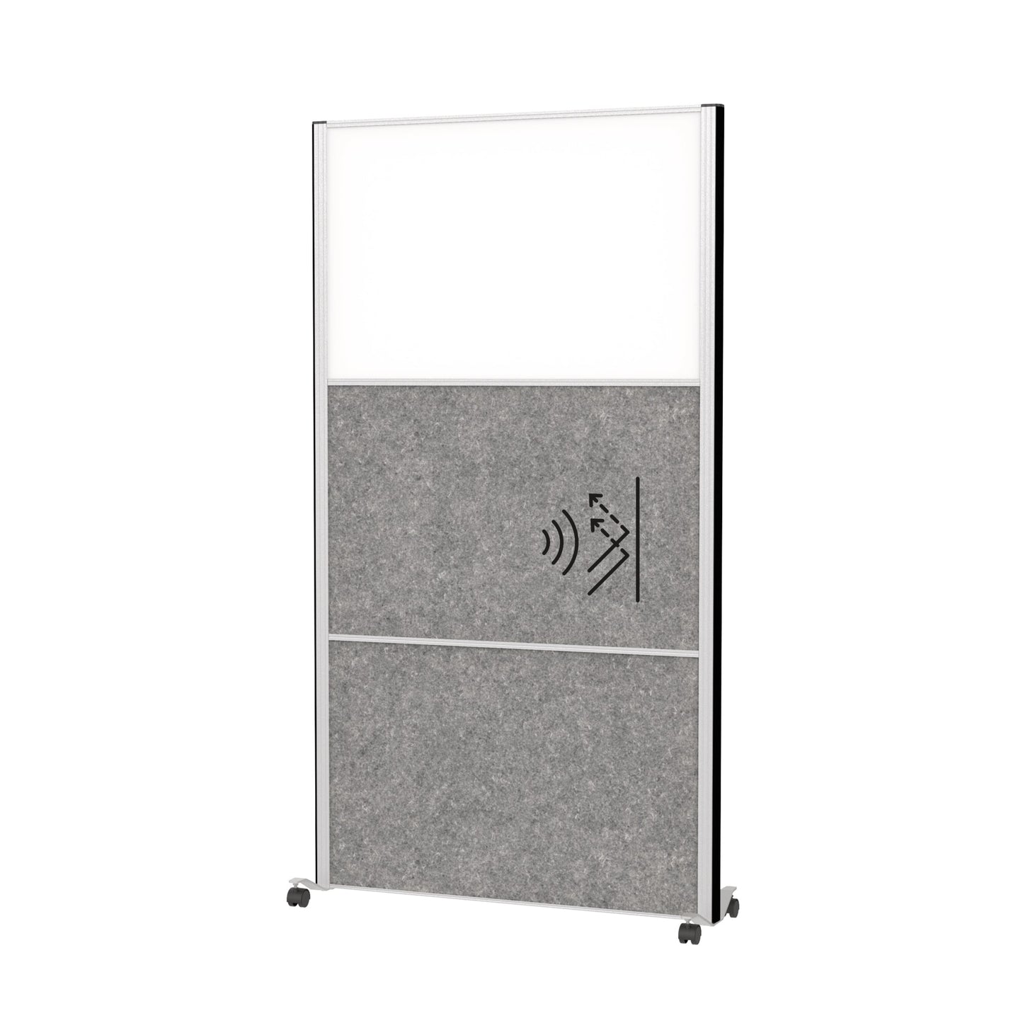 MAUL Stellwand MAULconnecto 100 x 182 cm (B x H) Zweibeinstativ Stahl, 100 % PES-Fasern, 20 % recycelt weiß, dunkelgrau