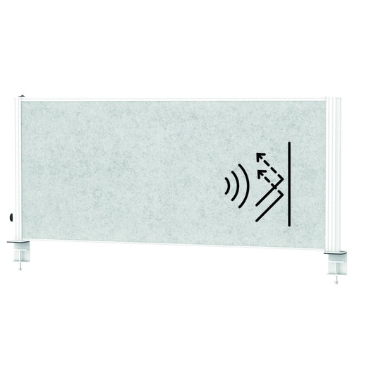 MAUL Tischtrennwand MAULconnecto Uplight 120 x 50 cm (B x H) schwer entflammbar hellgrau