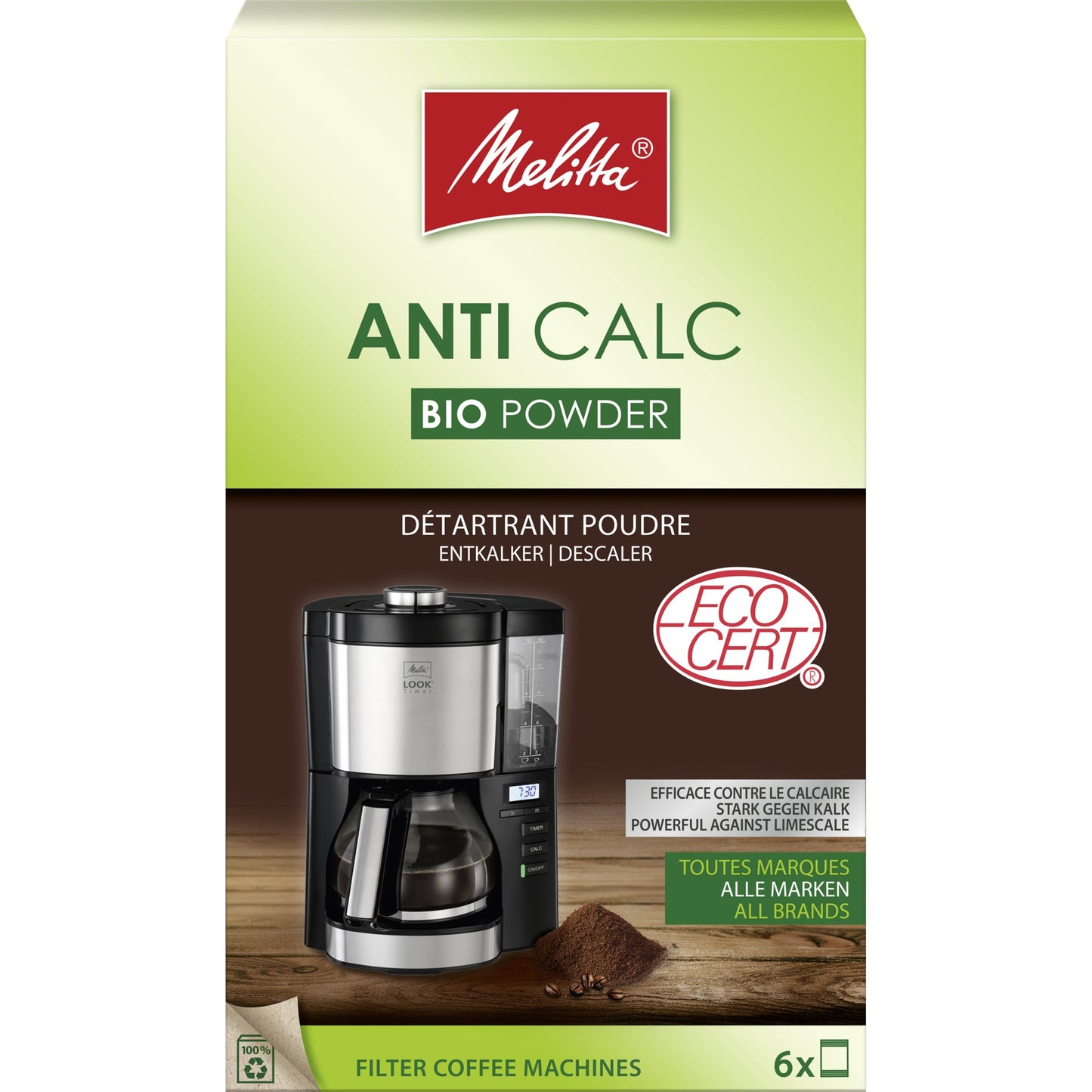 Melitta Entkalker ANTI CALC Bio Pulver Karton Karton 6 x 20g/Pack.