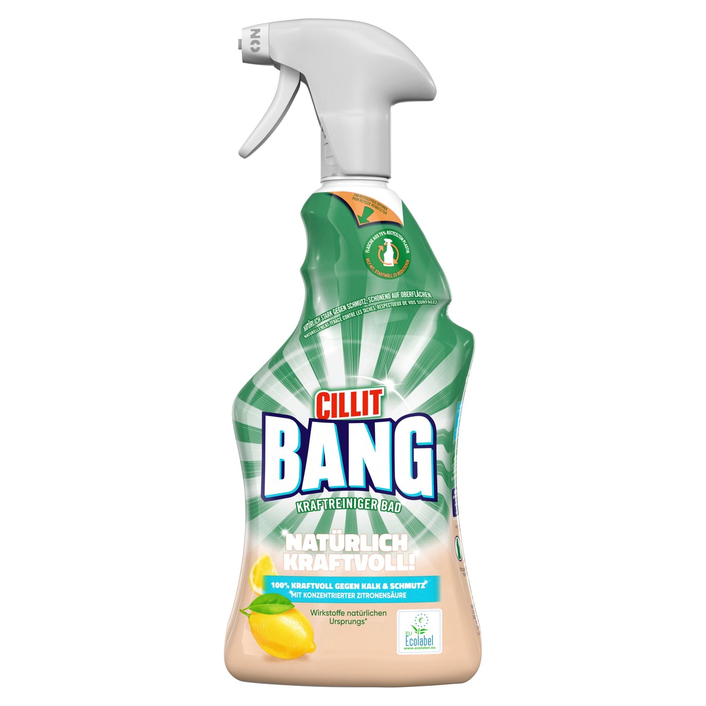 CILLIT BANG Badreiniger Natürlich Kraftvoll pH-Wert: 2,1-2,5 Sprühflasche Kunststoff 0,75l