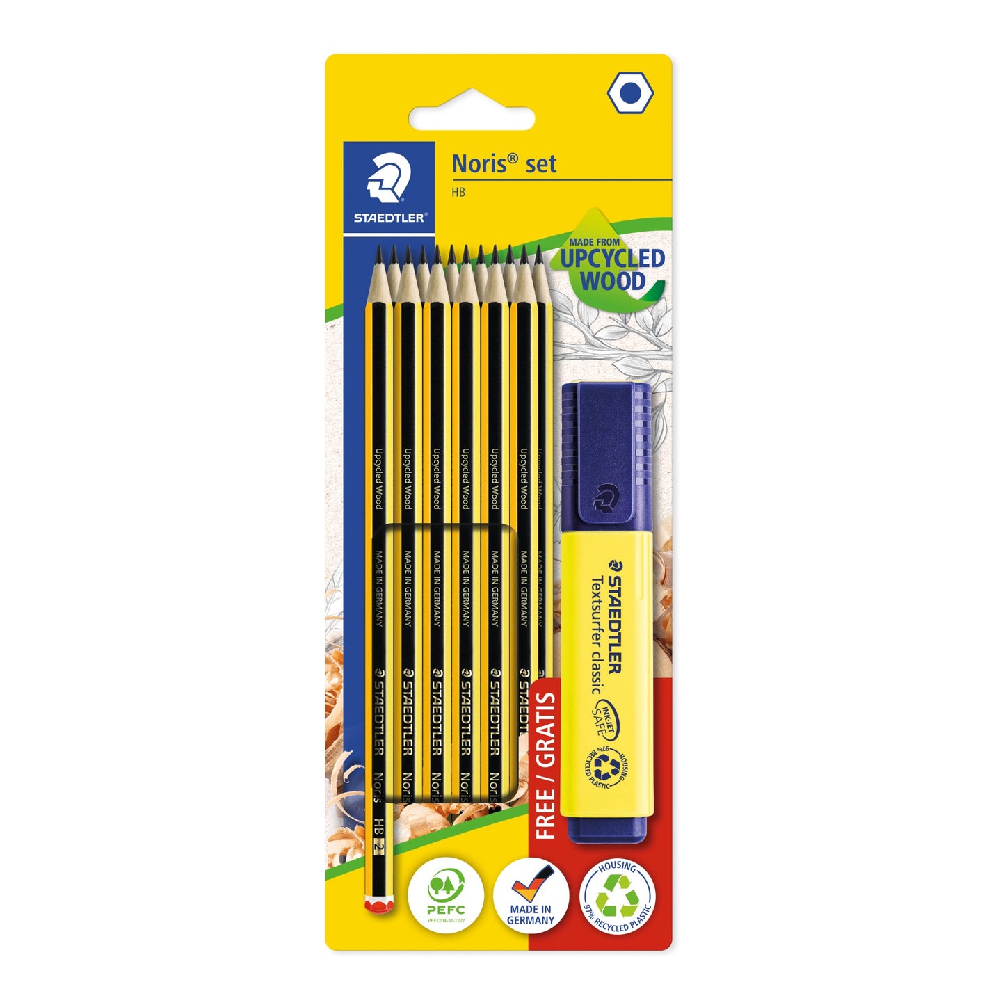 STAEDTLER® Zeichenset Noris® 120 12 x Bleistift Noris® 120 HB, 1 x Textmarker Textsurfer classic gelb