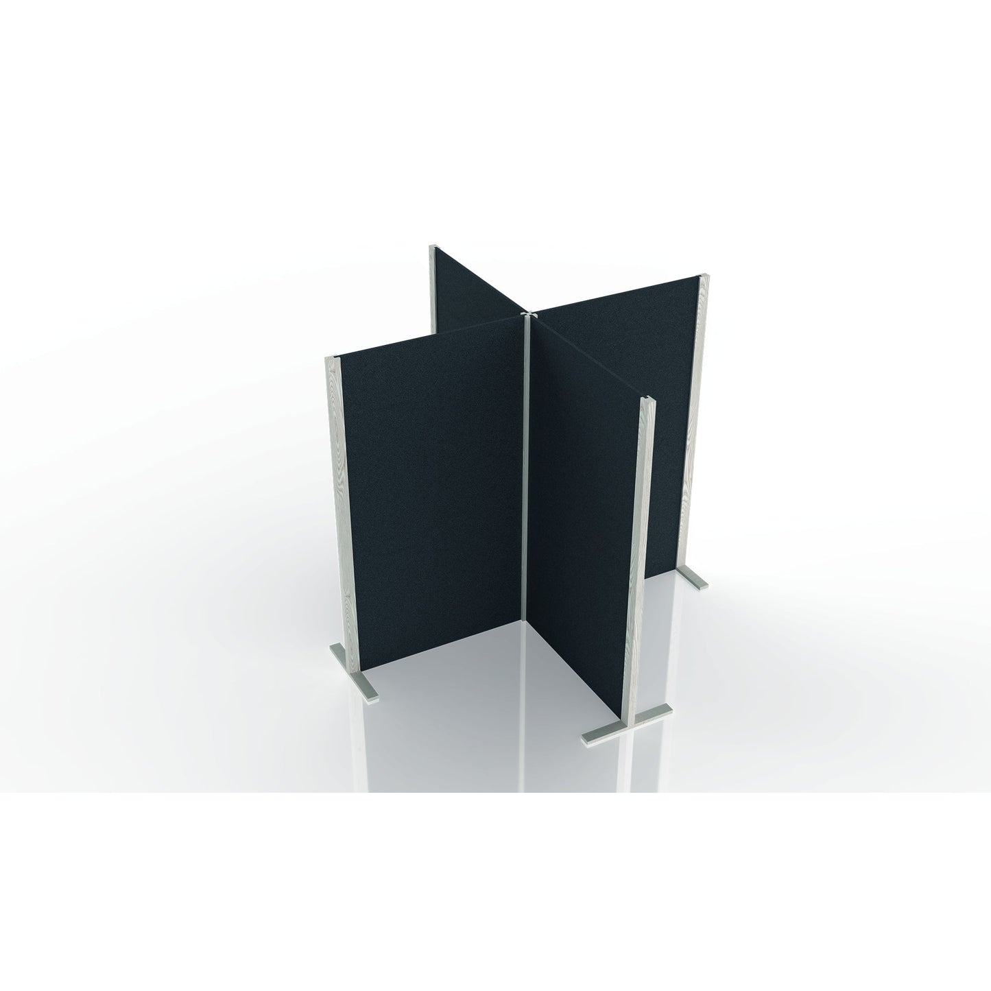 magnetoplan® Stellwand Akustik Wood 210 x 210 x 180 cm (B x H x T) Zweibeinstativ Filz grau