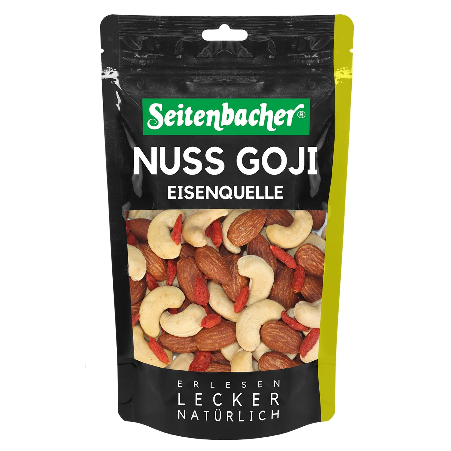 Seitenbacher Nussmischung Nuss & Goji Mix Mandelkerne, Cashewkerne, Gojibeeren 200 g/Pack.