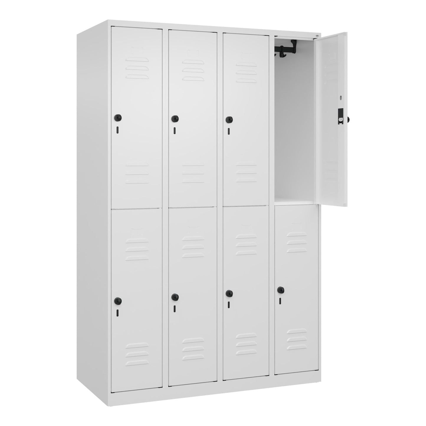 C+P Kleiderspind Classic PLUS 1.200 x 1.850 x 500 mm (B x H x T) 4 Abteile Stahl Farbe der Front: verkehrsweiß Farbe des Korpus: verkehrsweiß