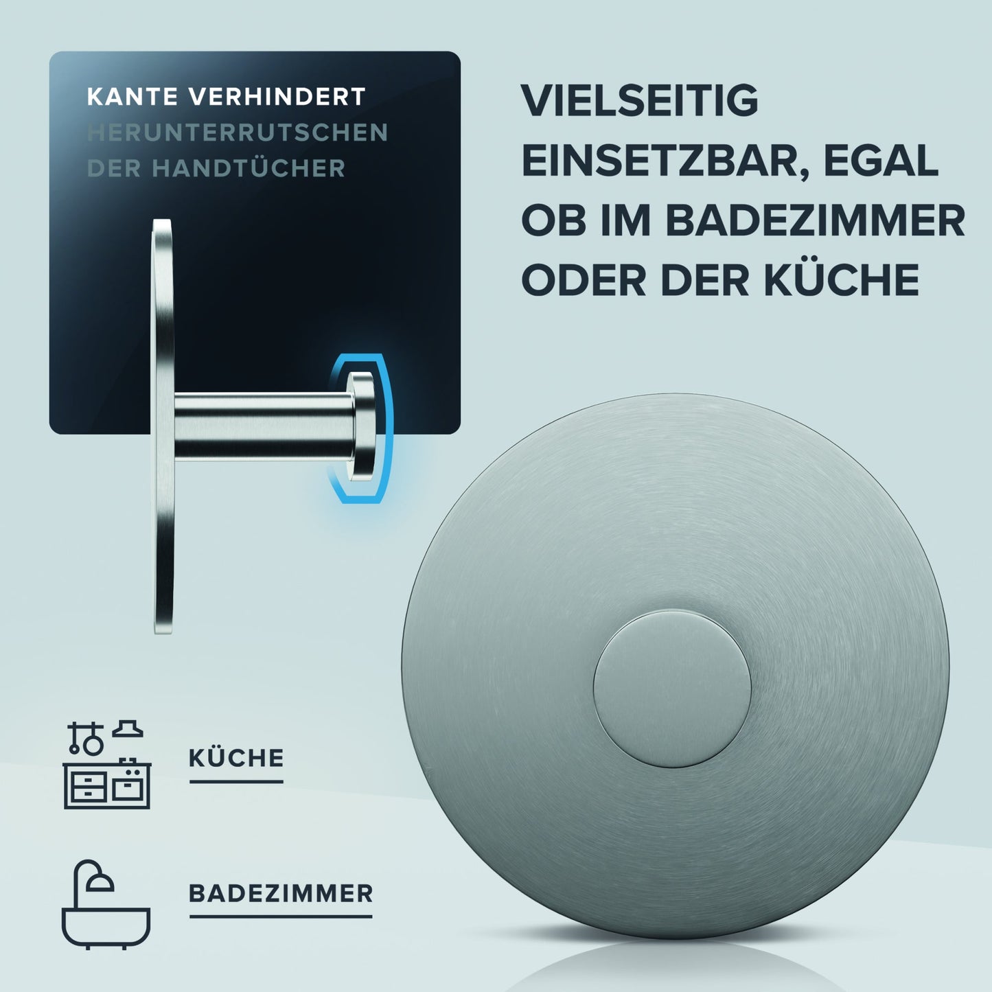 ovimar Handtuchhaken Hirstholm 6 x 3 cm (Ø x H) Edelstahl, gebürstet silber 2 St./Pack.