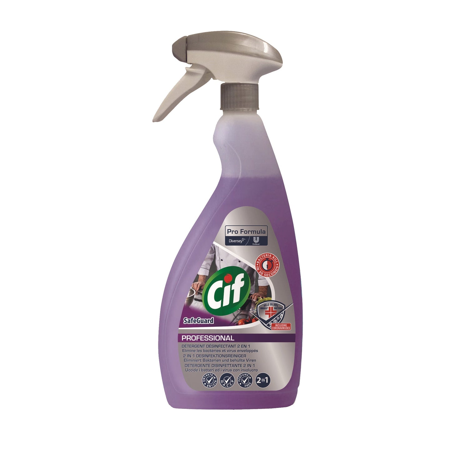 CIF Desinfektionsreiniger Professional Safeguard 2in1 Bakterien, Hefe, umhüllte Viren 11 Sprühflasche Kunststoff 0,75l