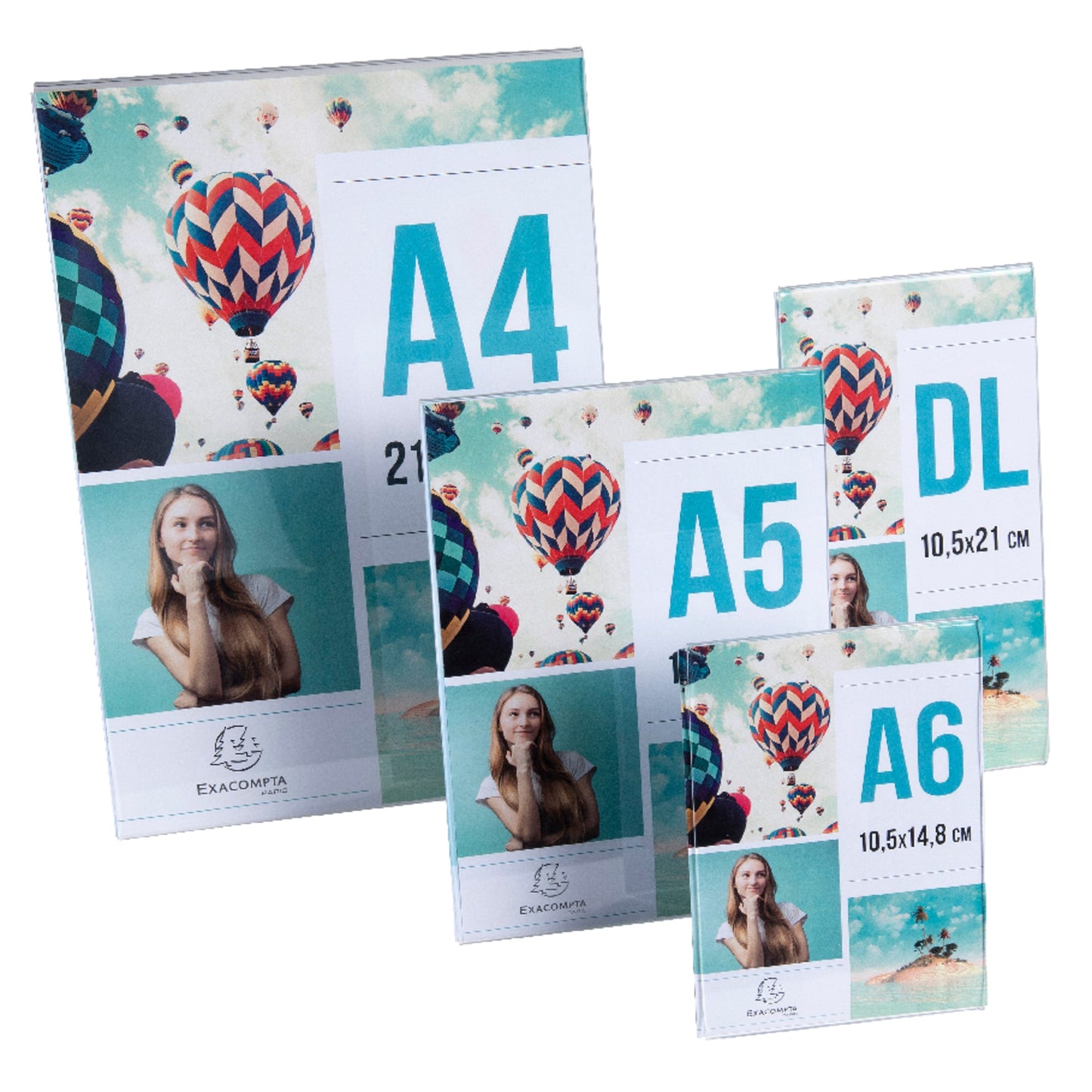 Exacompta Tischaufsteller Office Exacryl 21 x 30,5 x 8,3 cm (B x H x T) DIN A4 einseitig verwendbar Acryl kristall