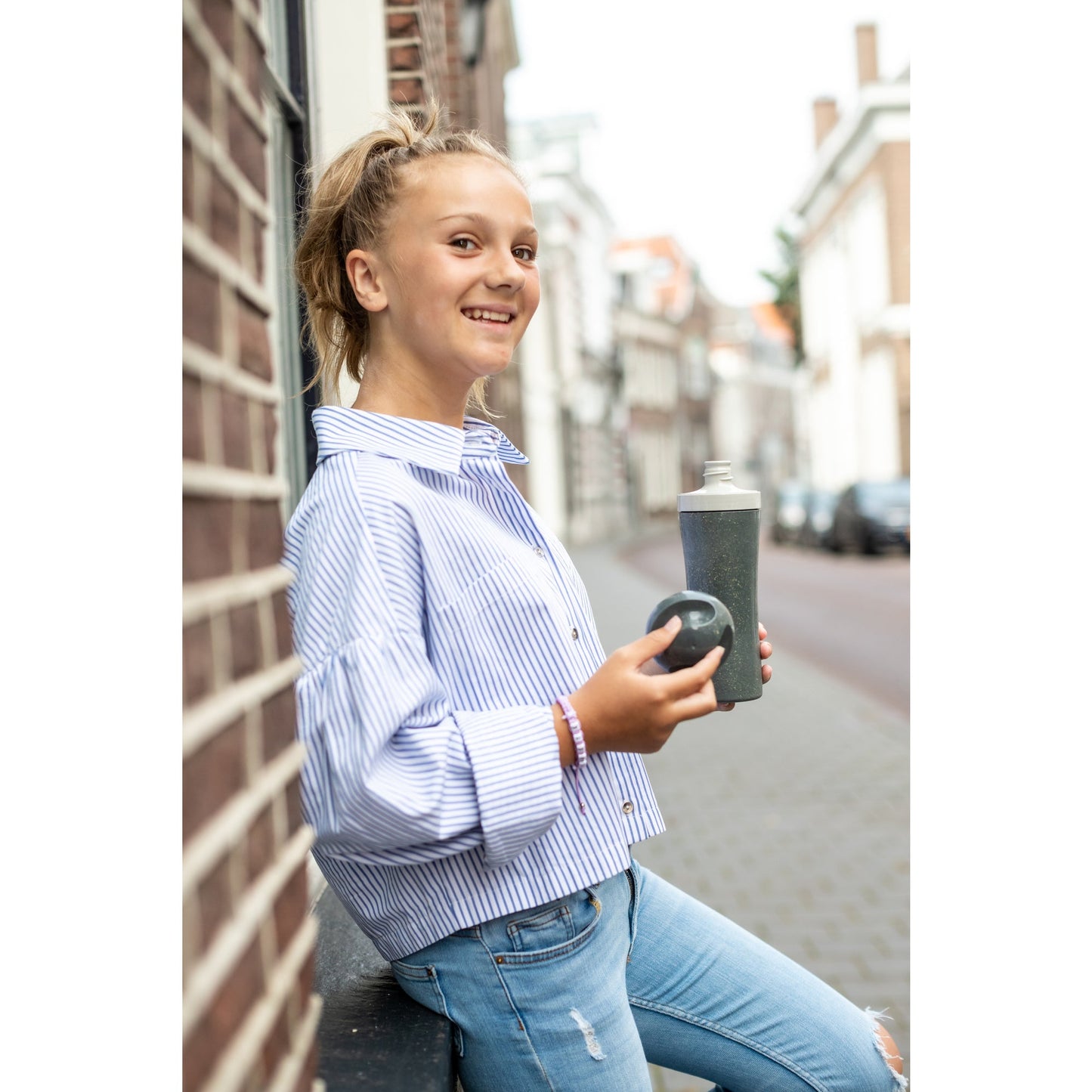 Koziol Trinkflasche OASE 0,425l TPE Kunststoff nature ash grey