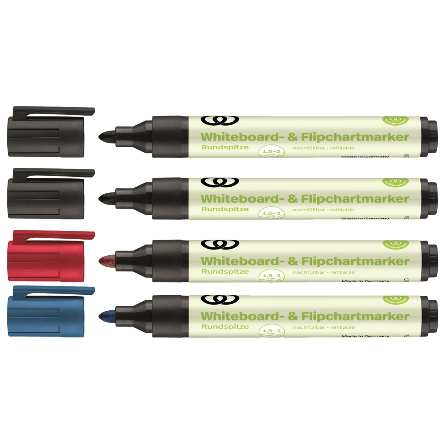 Soennecken Whiteboard-/Flipchartmarker oeco 1,5-3mm farbig sortiert Rundspitze 4 St./Pack.
