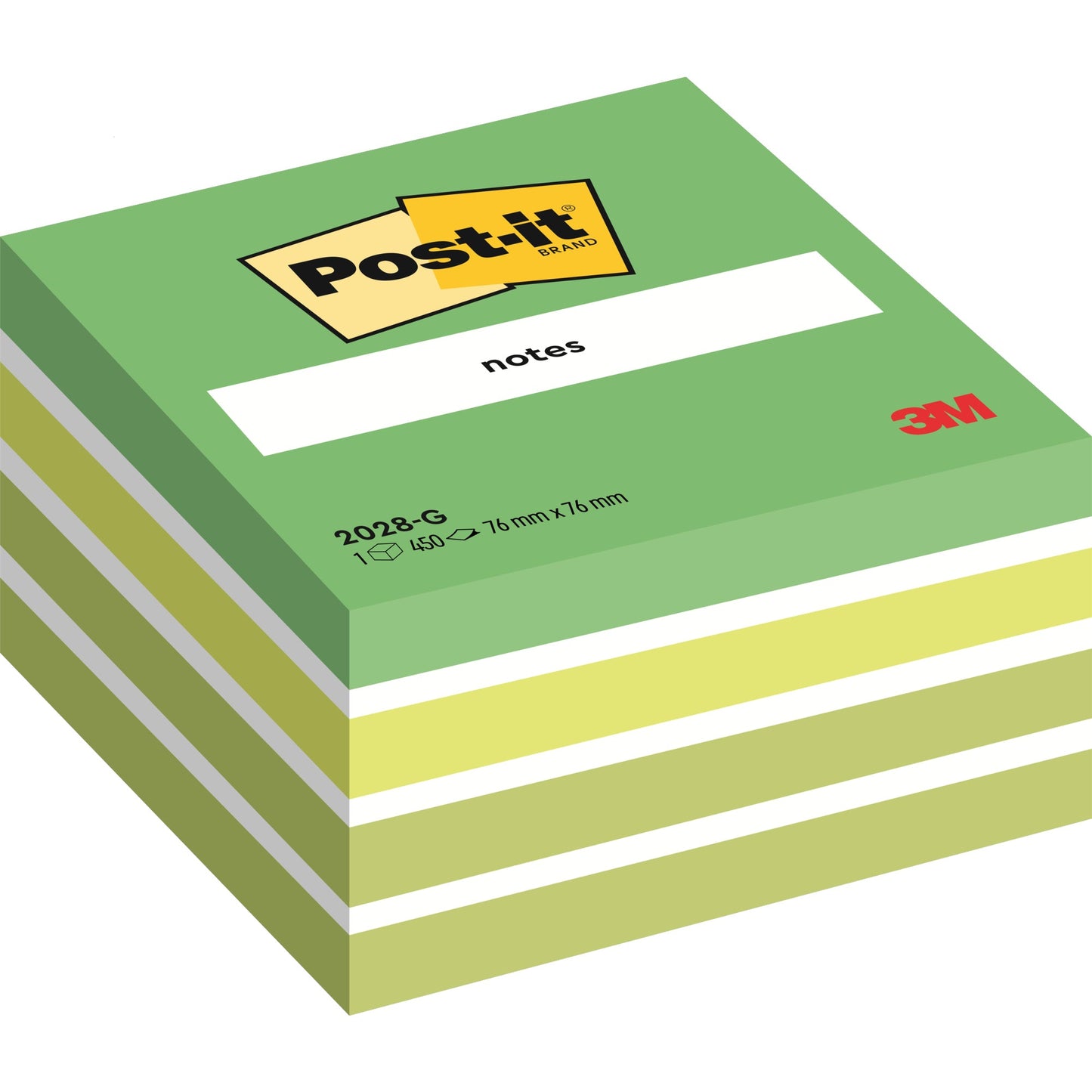 Post-it® Haftnotizwürfel 76 x 45 x 76 mm (B x H x T) pastellgrün, neongrün, weiß, limonengrün 450 Bl.